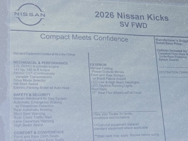 2026 Nissan Kicks SV