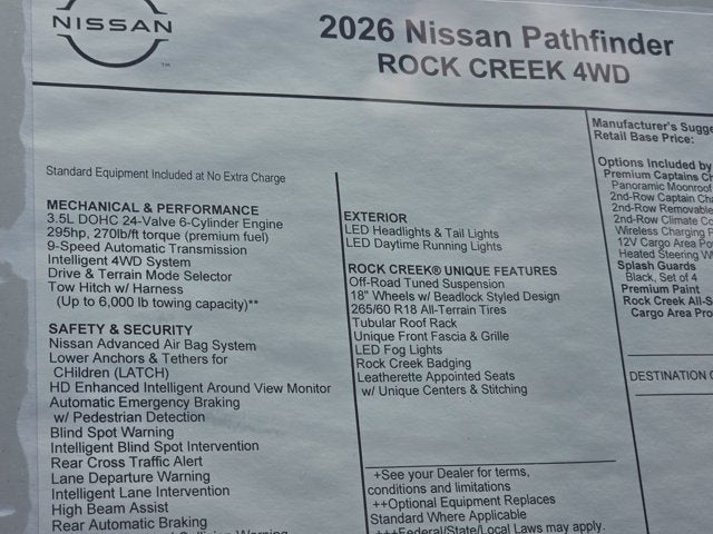 2026 Nissan Pathfinder Rock Creek