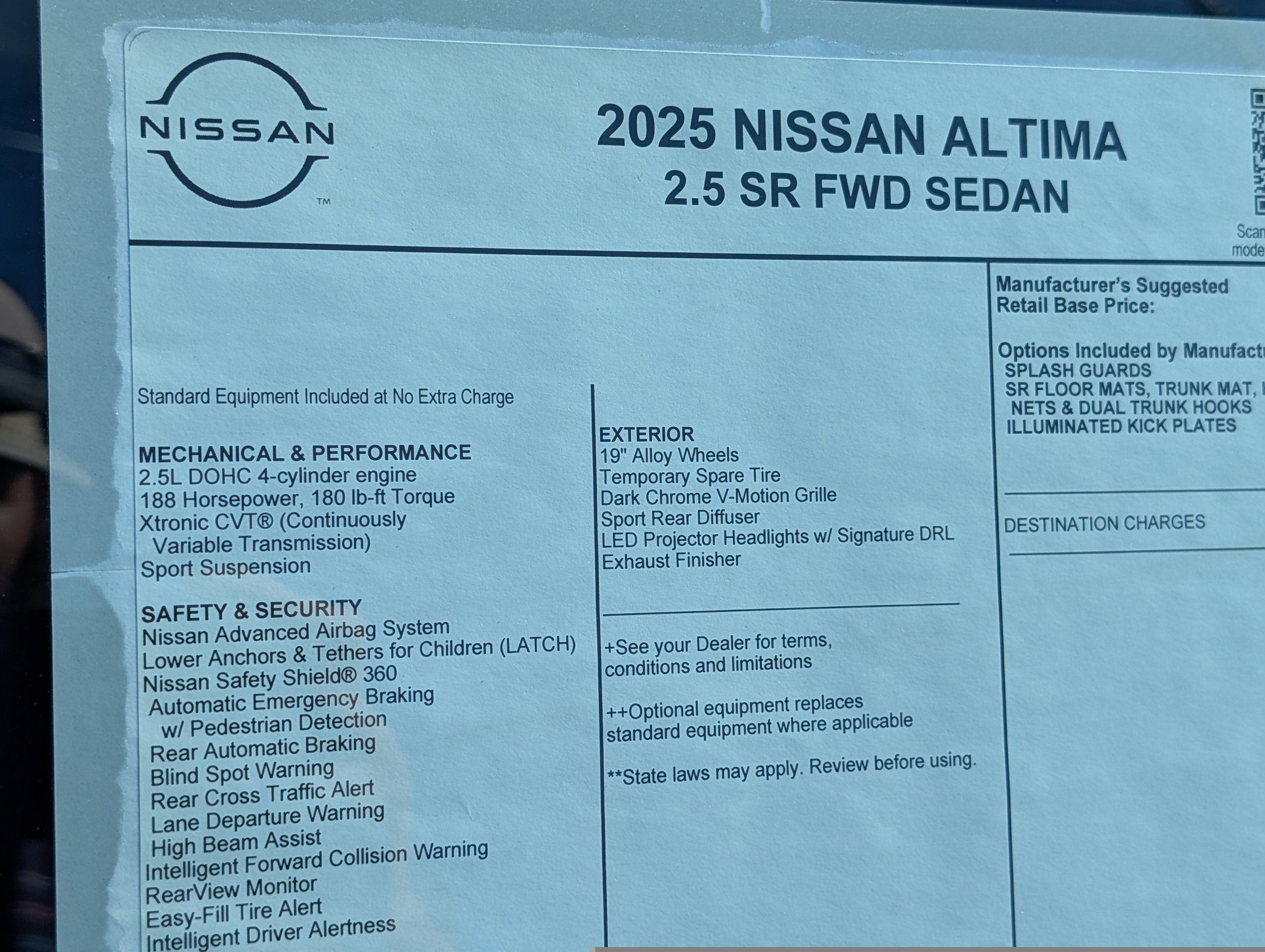 2025 Nissan Altima SR