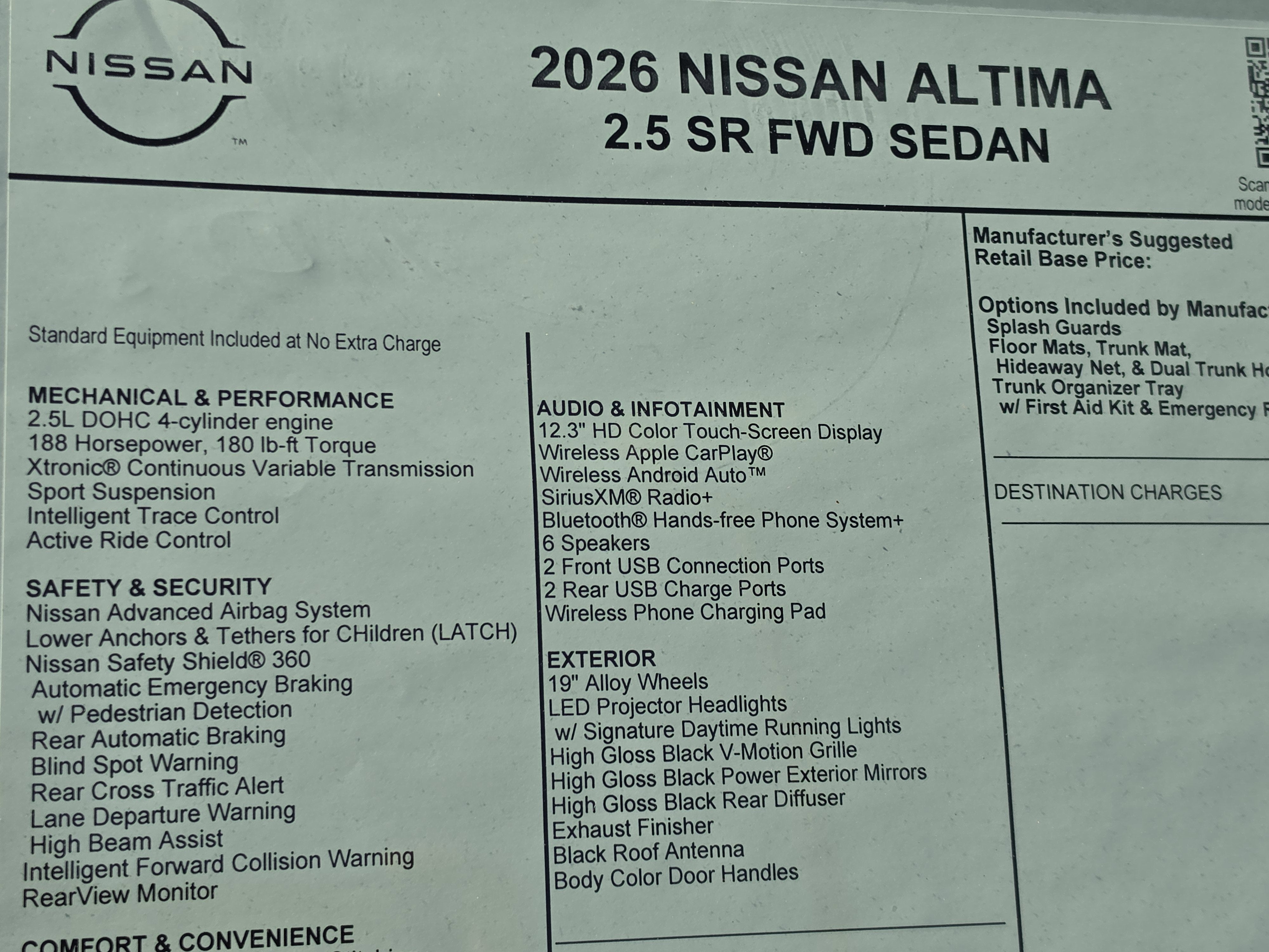 2026 Nissan Altima SR