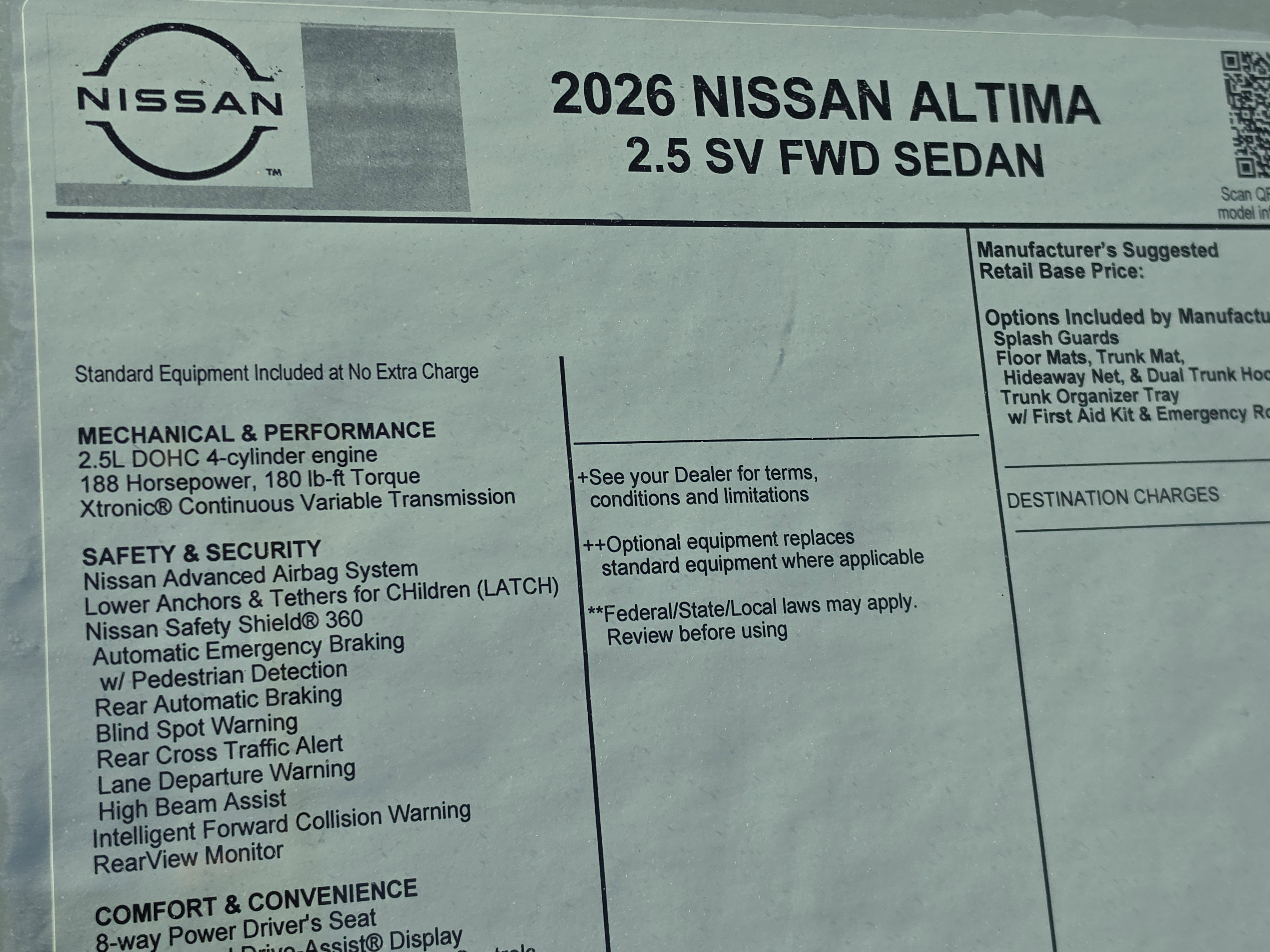 2026 Nissan Altima SV