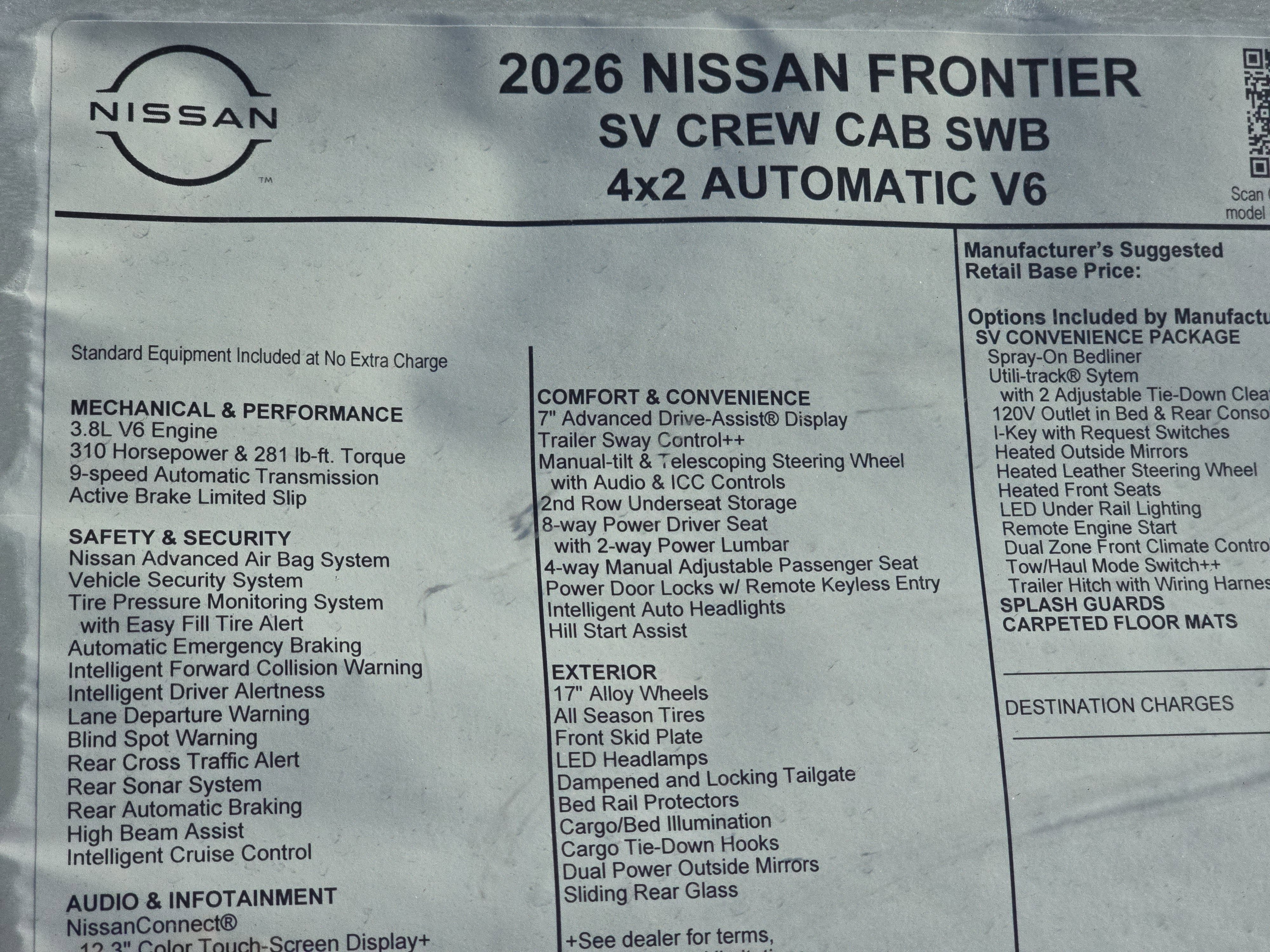2026 Nissan Frontier SV