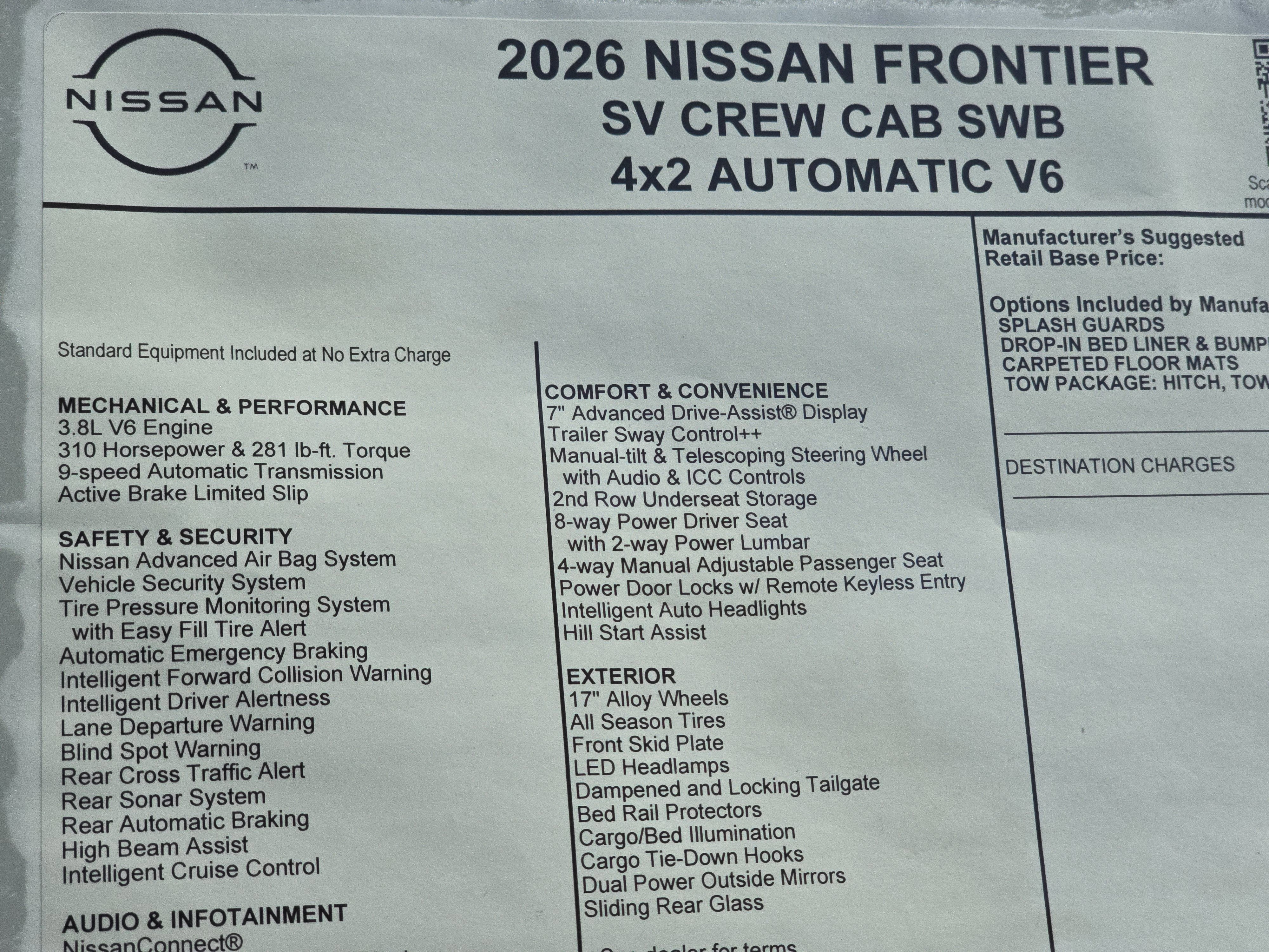 2026 Nissan Frontier SV