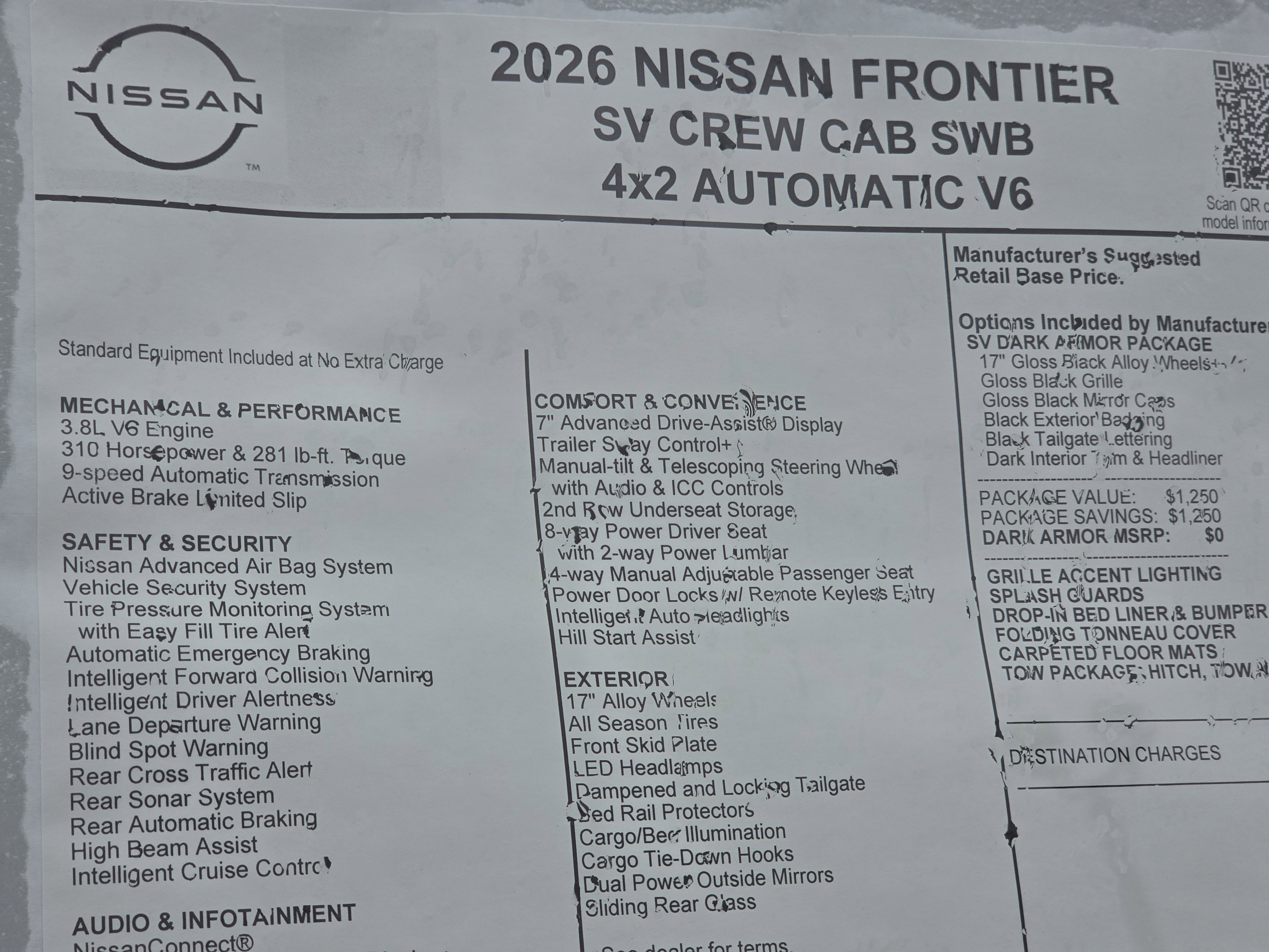 2026 Nissan Frontier SV