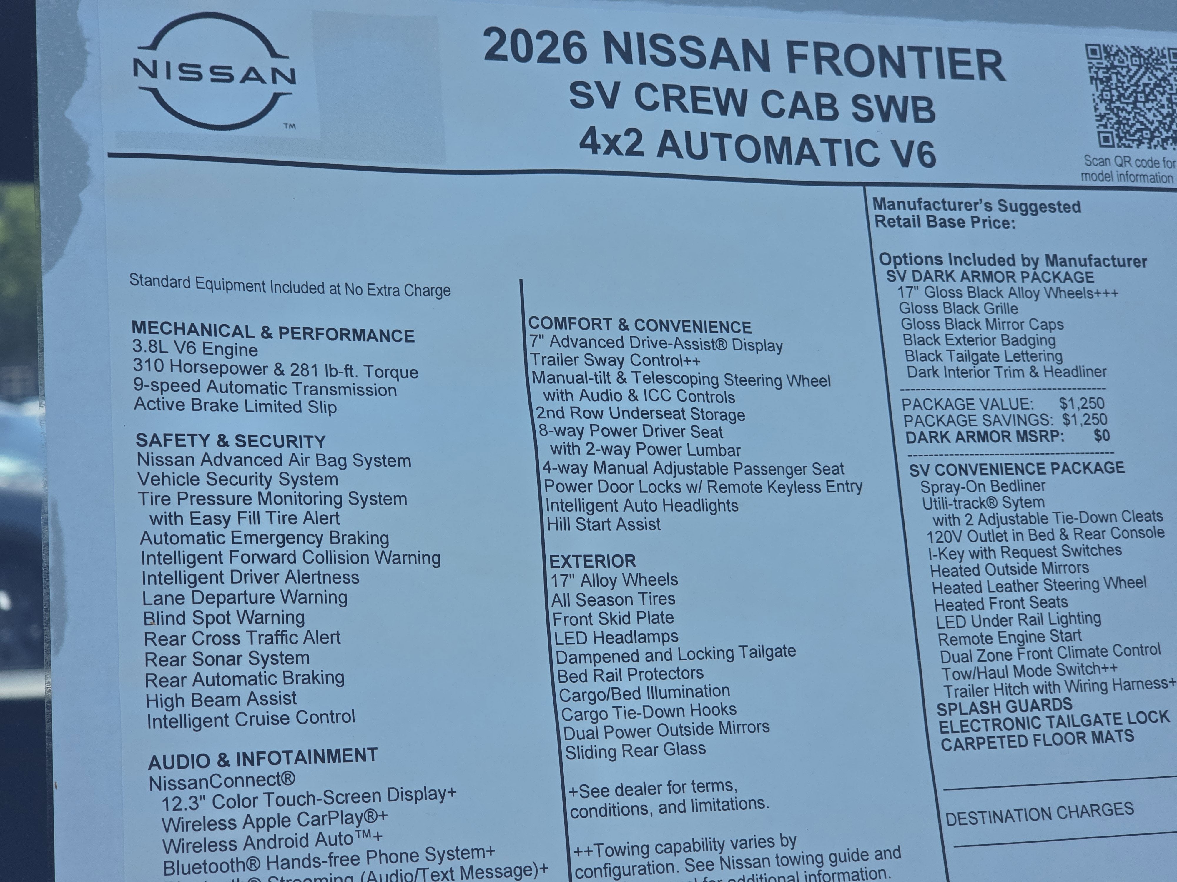 2026 Nissan Frontier SV