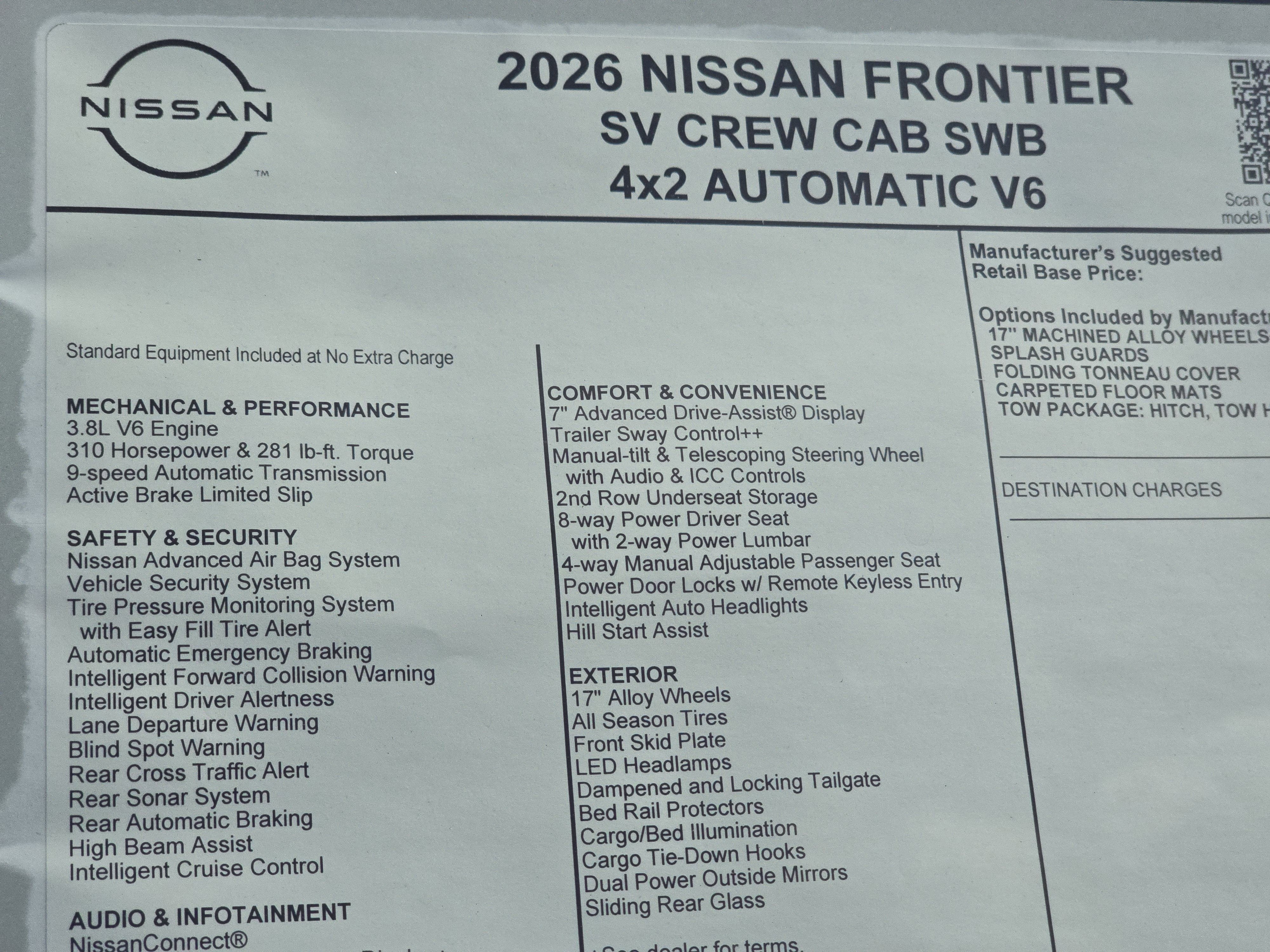 2026 Nissan Frontier SV
