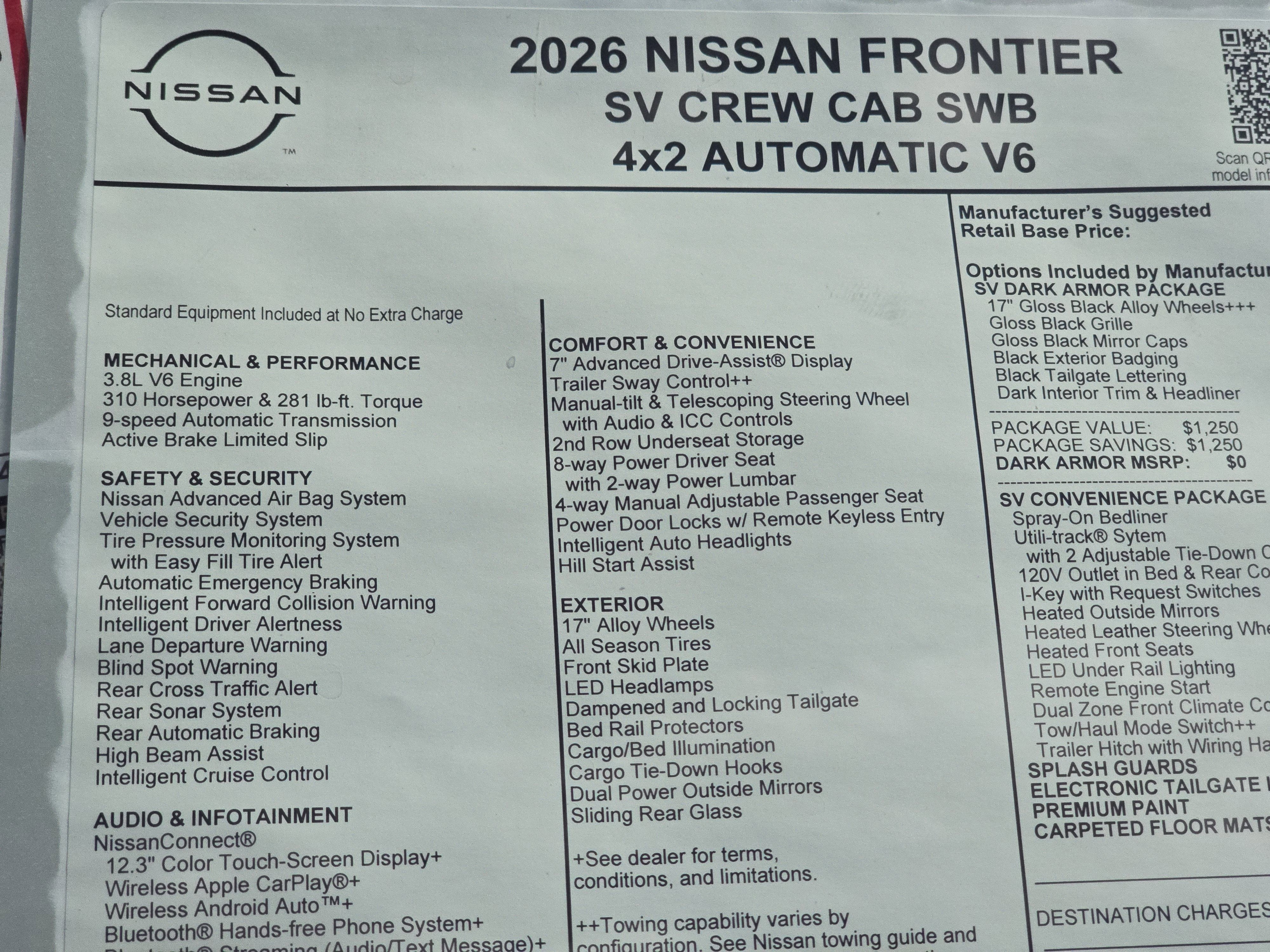 2026 Nissan Frontier SV