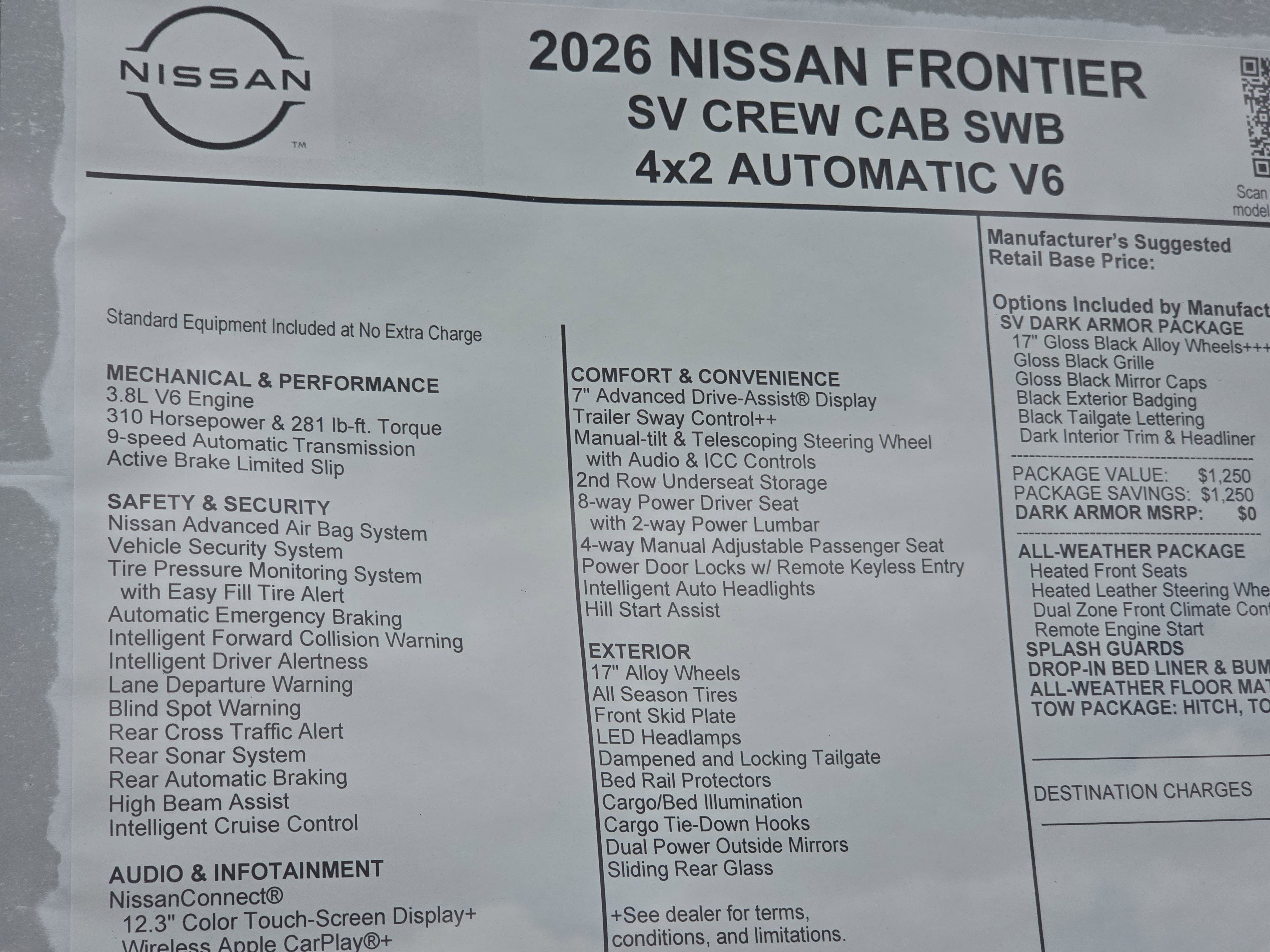 2026 Nissan Frontier SV