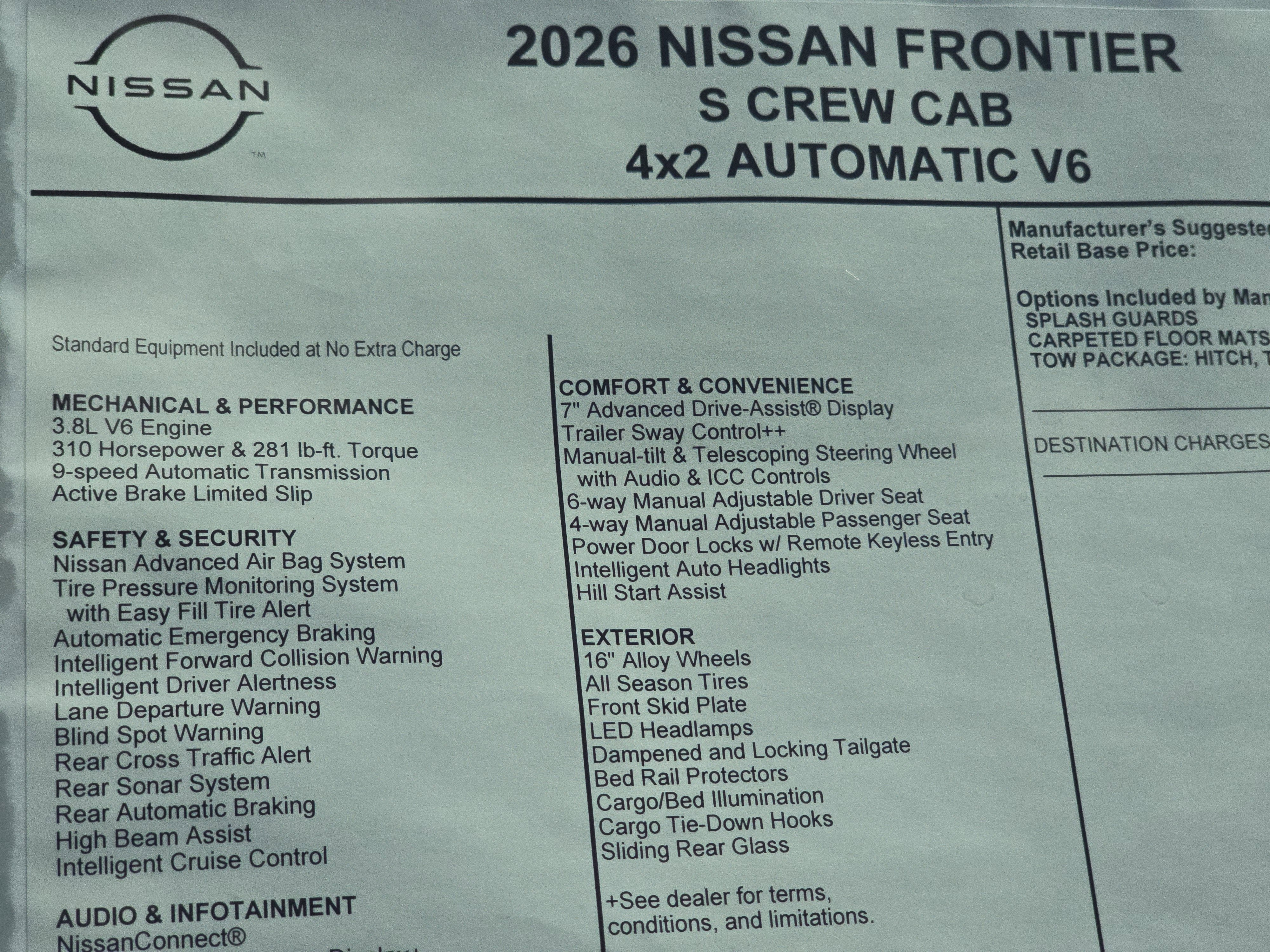 2026 Nissan Frontier S