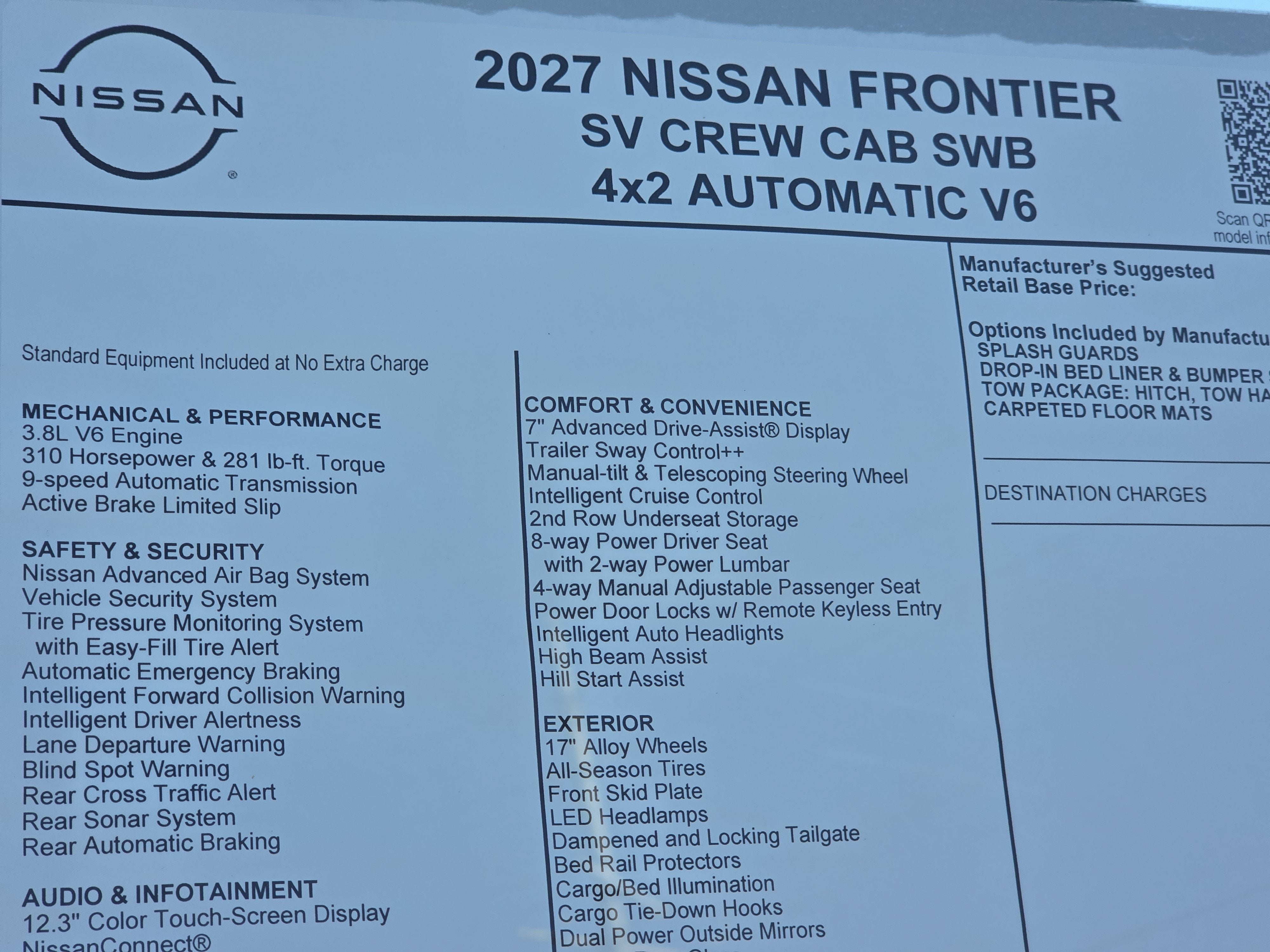 2027 Nissan Frontier SV