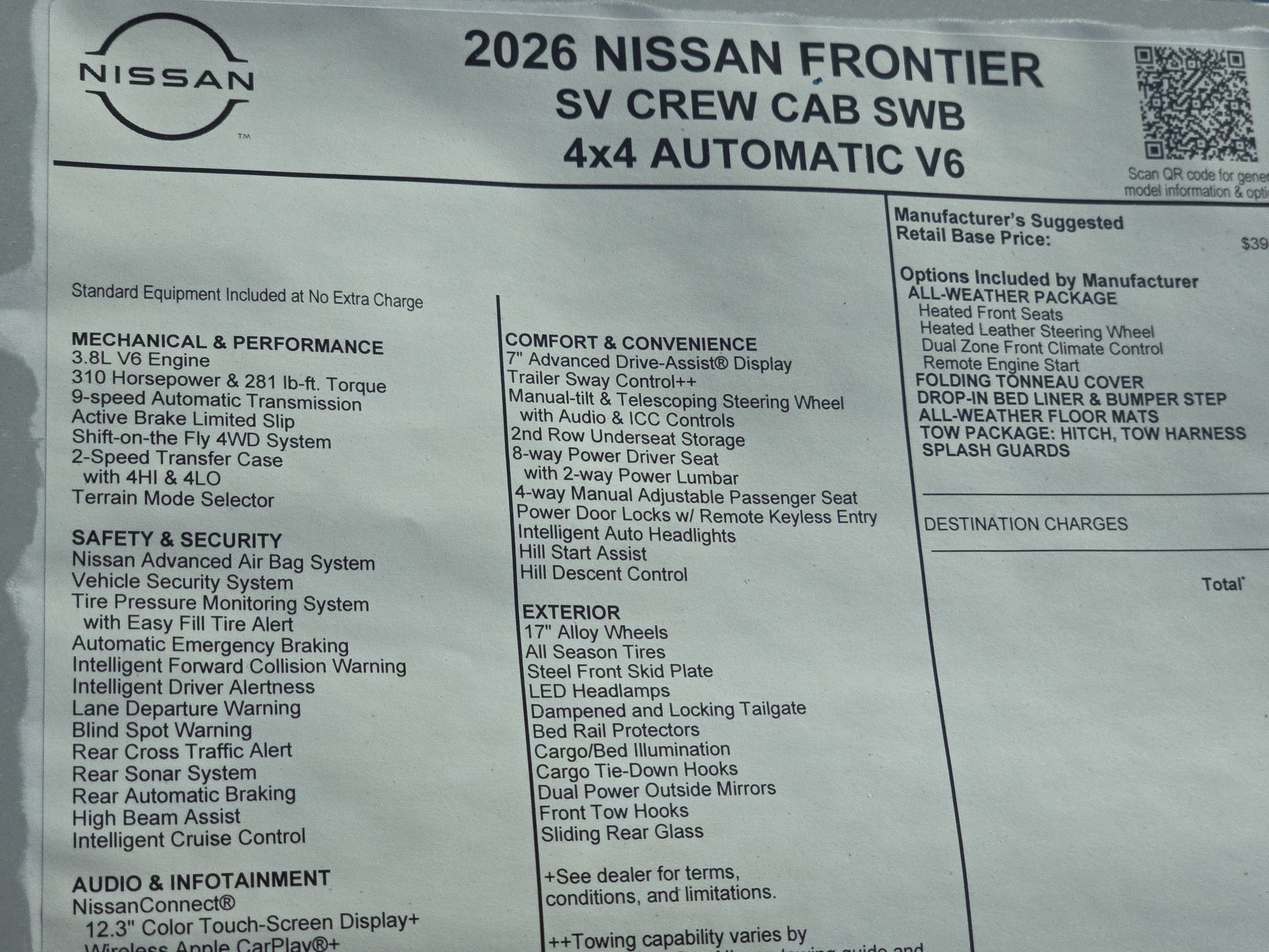 2026 Nissan Frontier SV