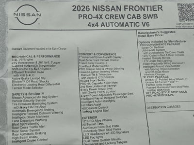 2026 Nissan Frontier PRO-4X w/R Package