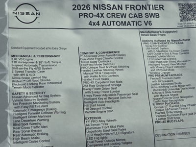 2026 Nissan Frontier PRO-4X w/R Package