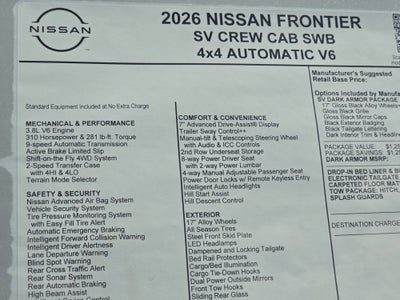 2026 Nissan Frontier SV