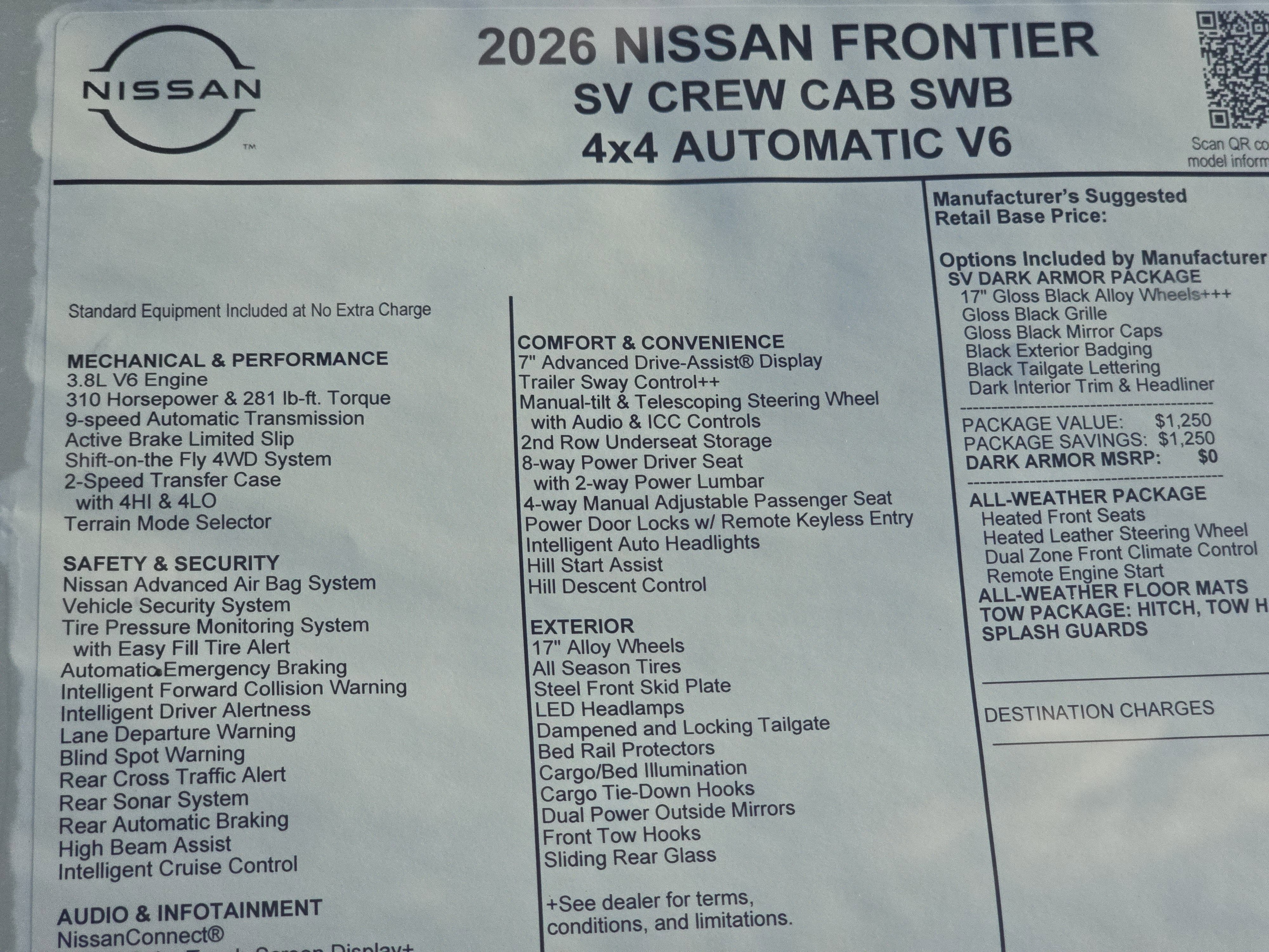 2026 Nissan Frontier SV
