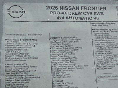 2026 Nissan Frontier PRO-4X w/R Package