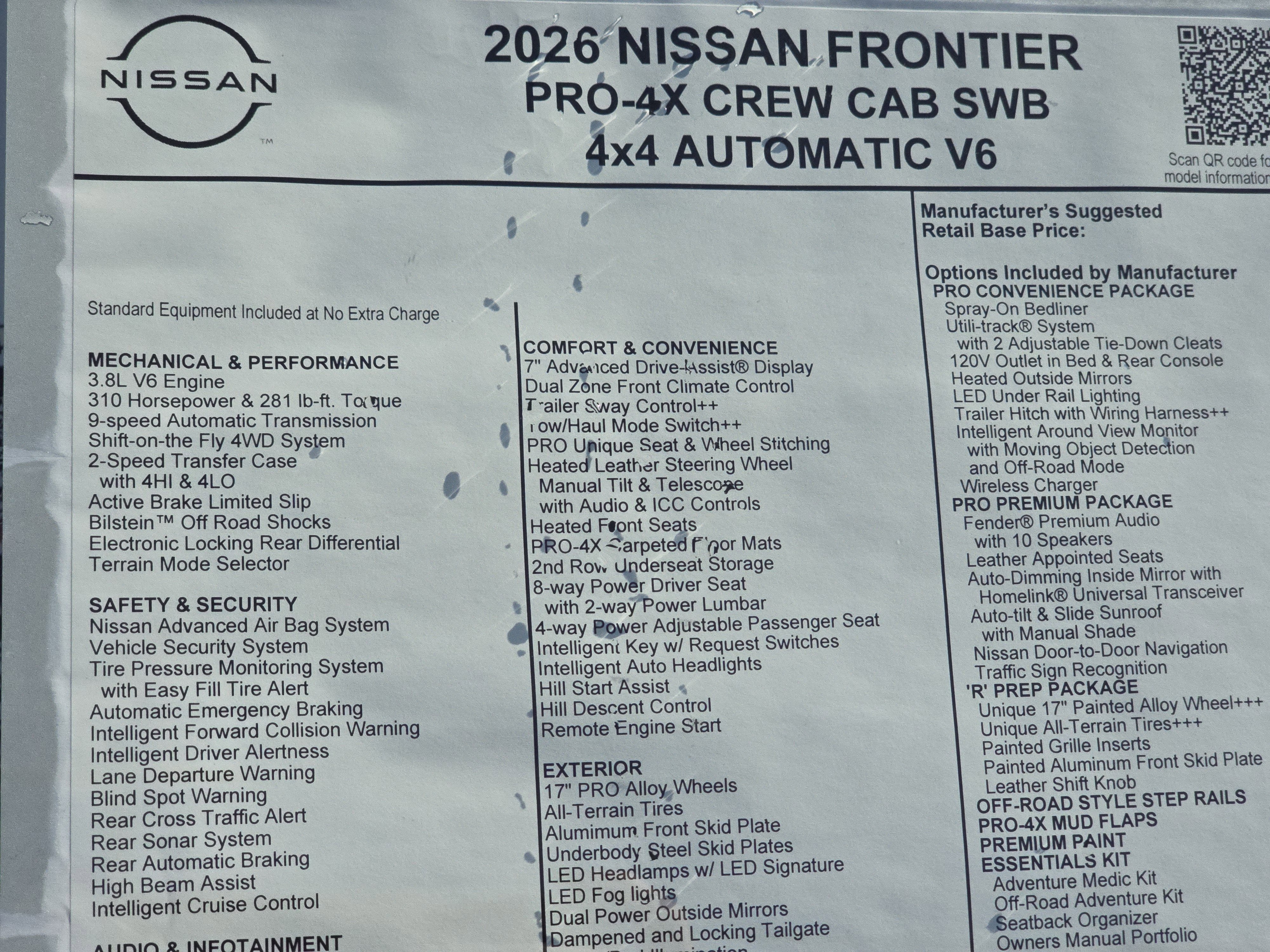 2026 Nissan Frontier PRO-4X w/R Package