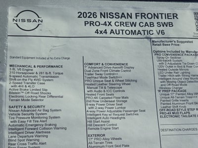 2026 Nissan Frontier PRO-4X w/R Package