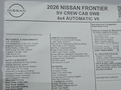 2026 Nissan Frontier SV