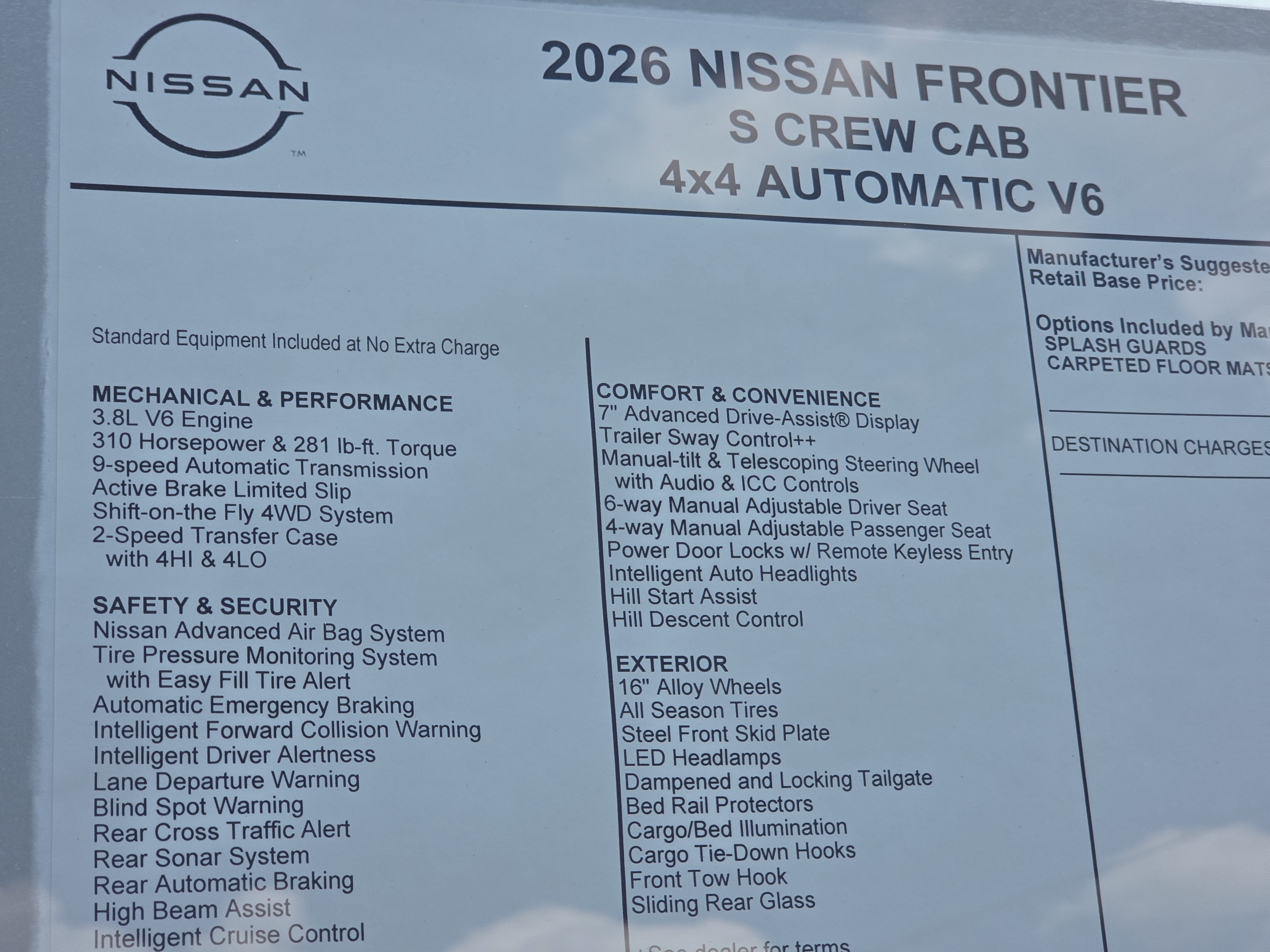 2026 Nissan Frontier S