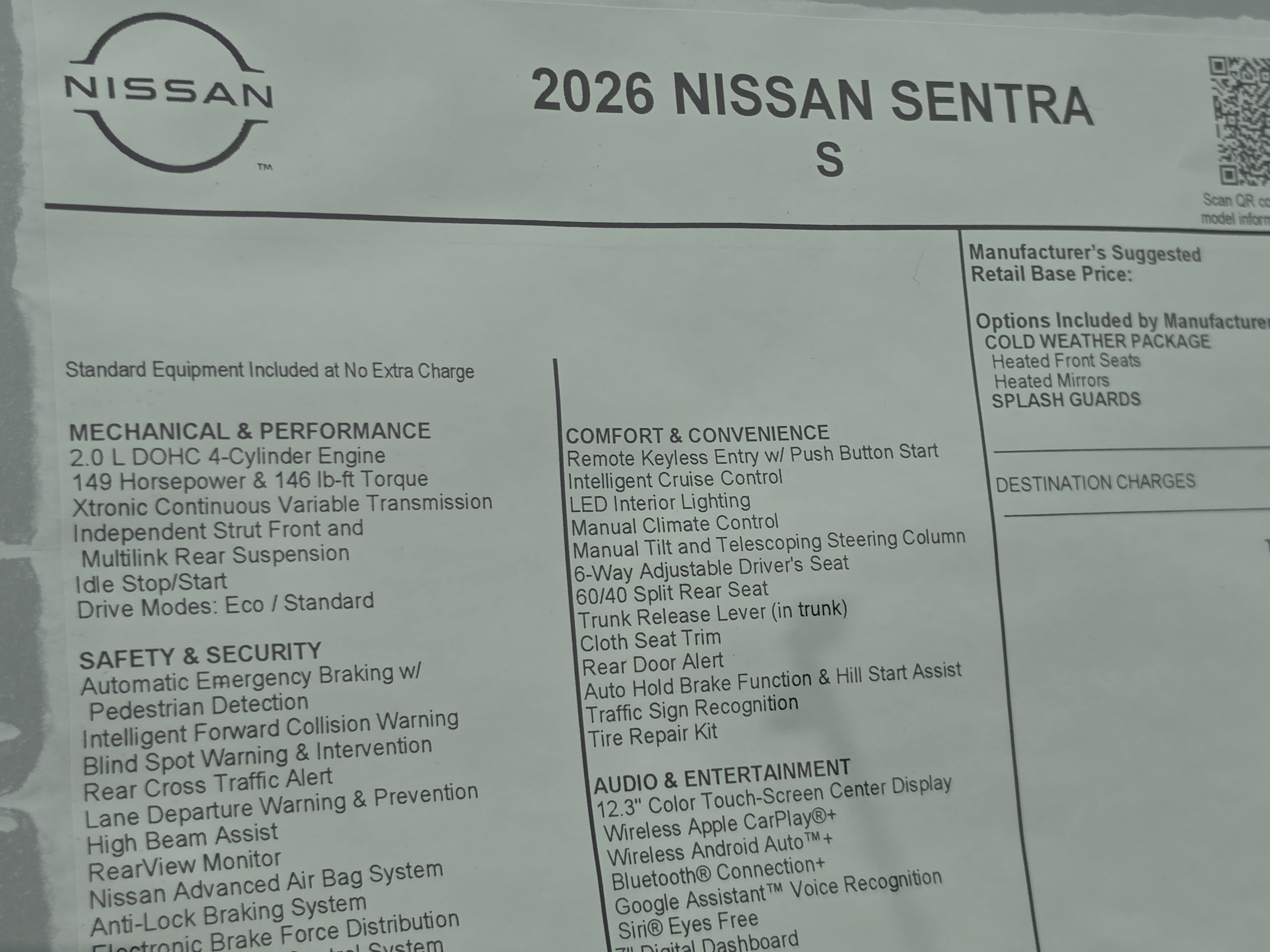 2026 Nissan Sentra S