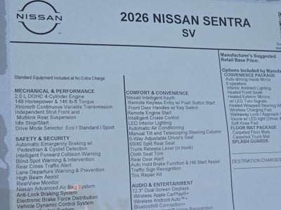 2026 Nissan Sentra SV