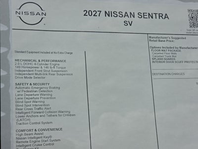 2027 Nissan Sentra SV