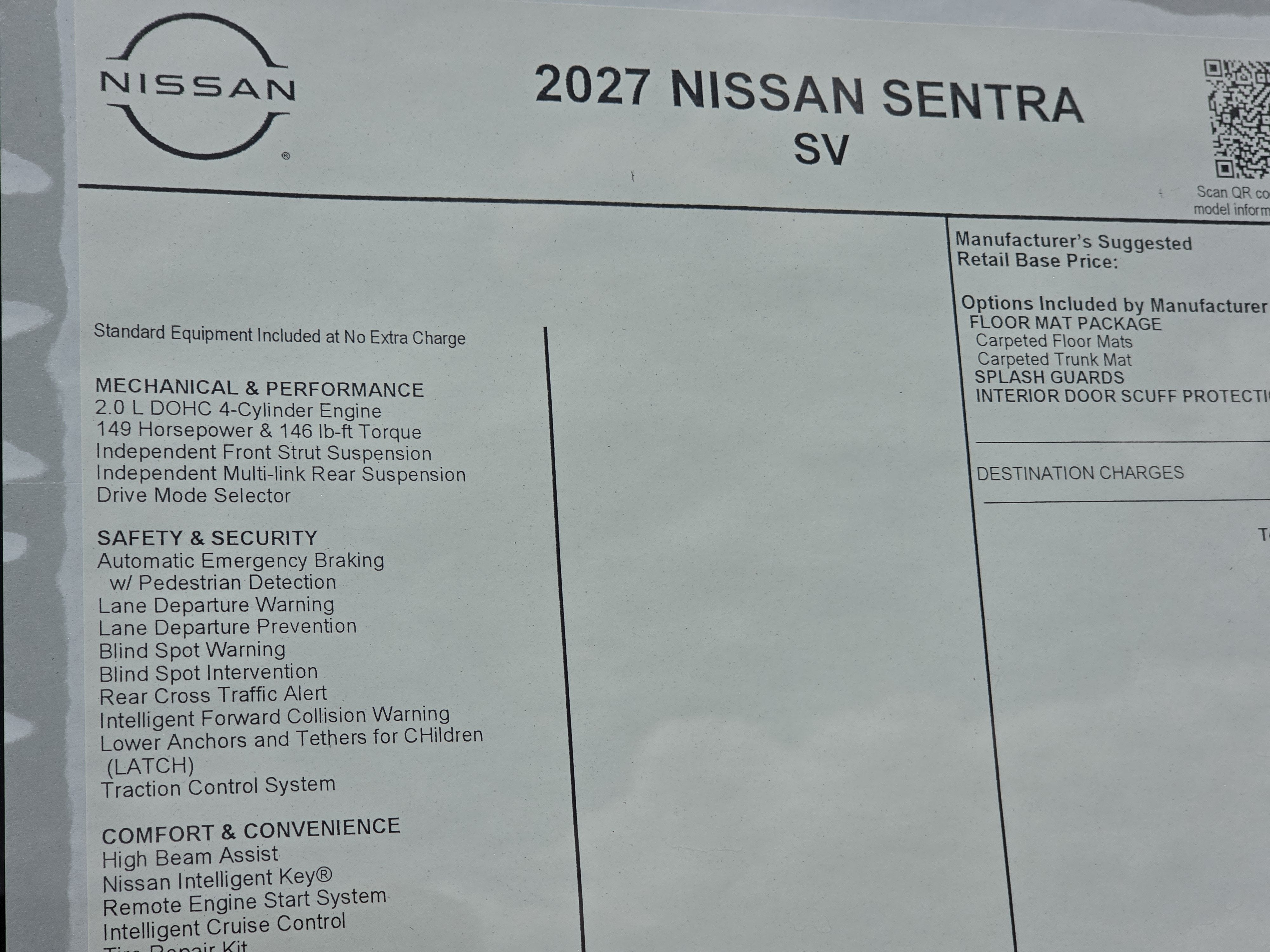 2027 Nissan Sentra SV
