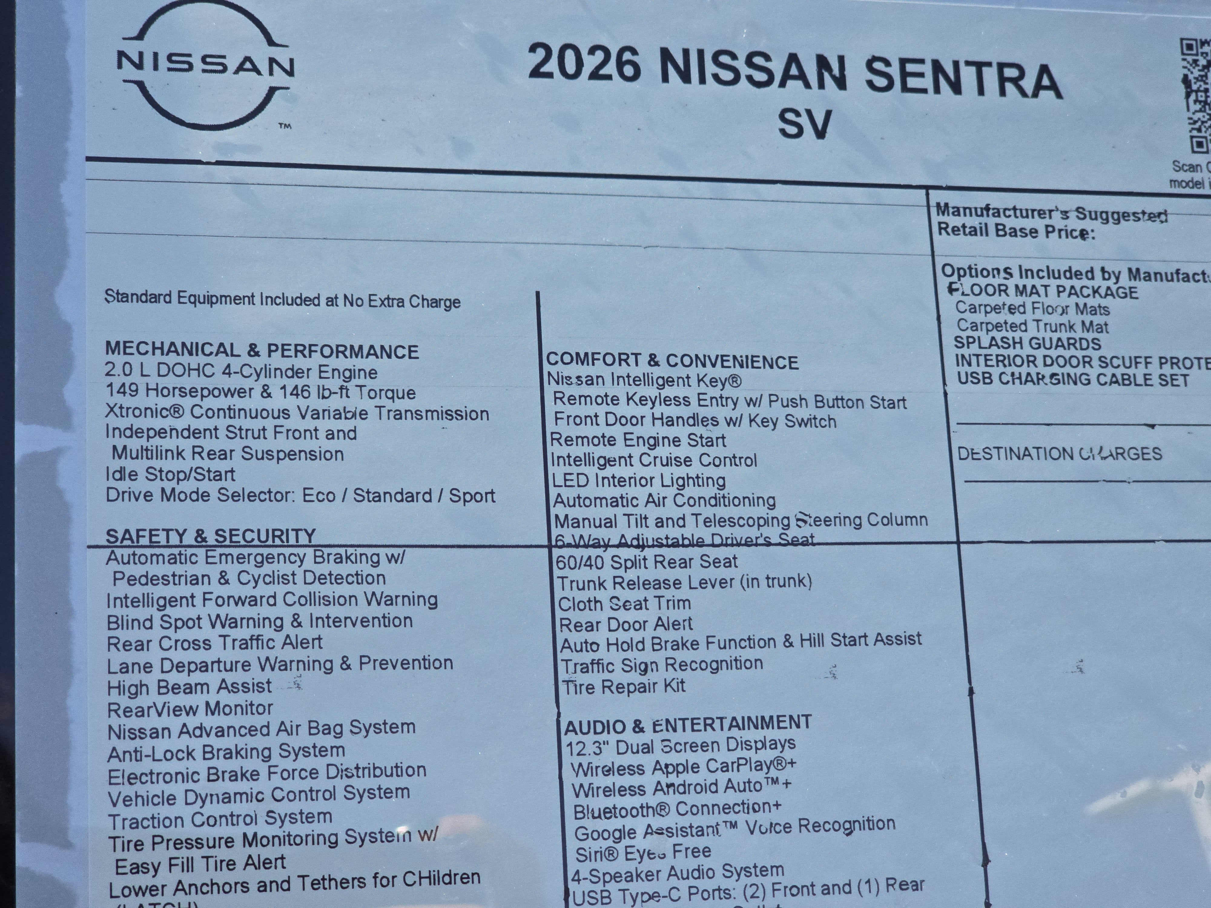 2026 Nissan Sentra SV