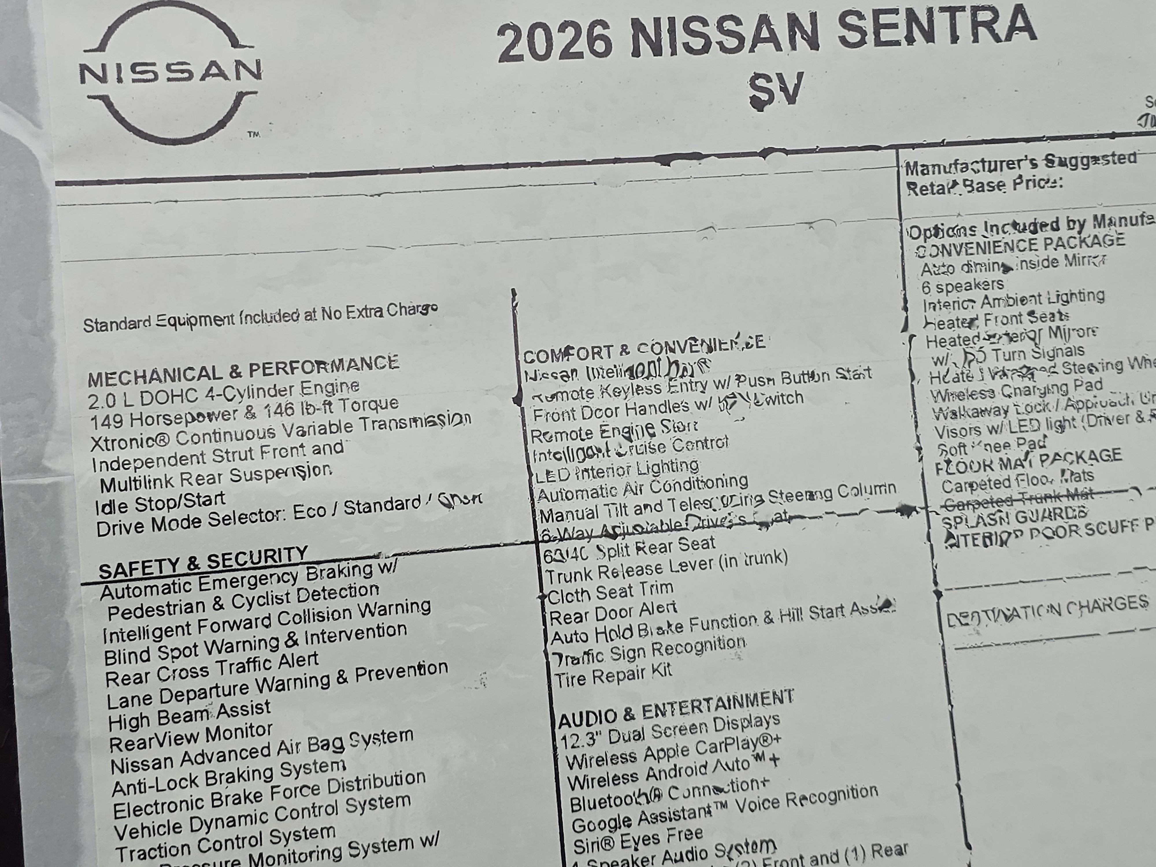 2026 Nissan Sentra SV