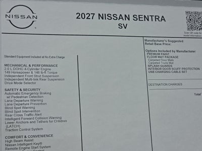 2027 Nissan Sentra SV