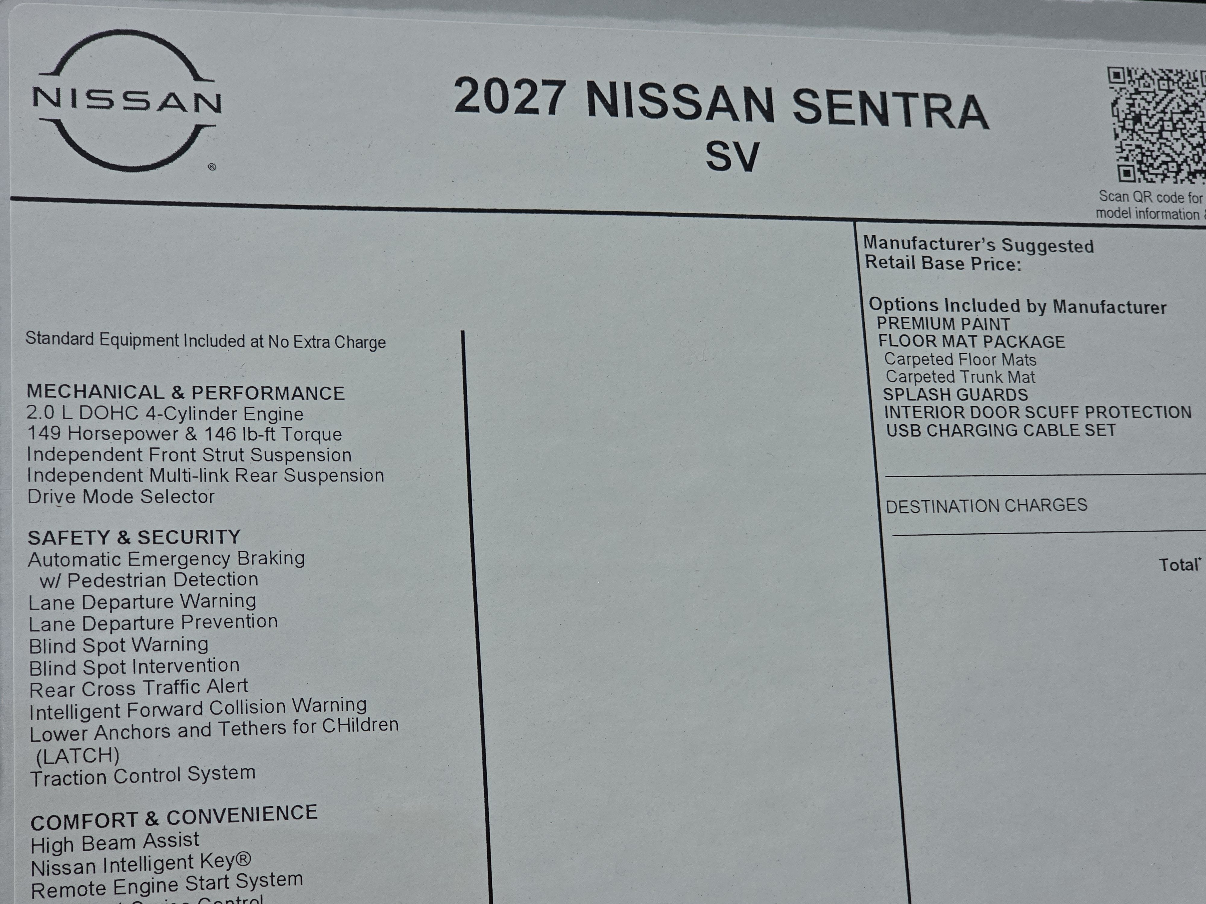 2027 Nissan Sentra SV