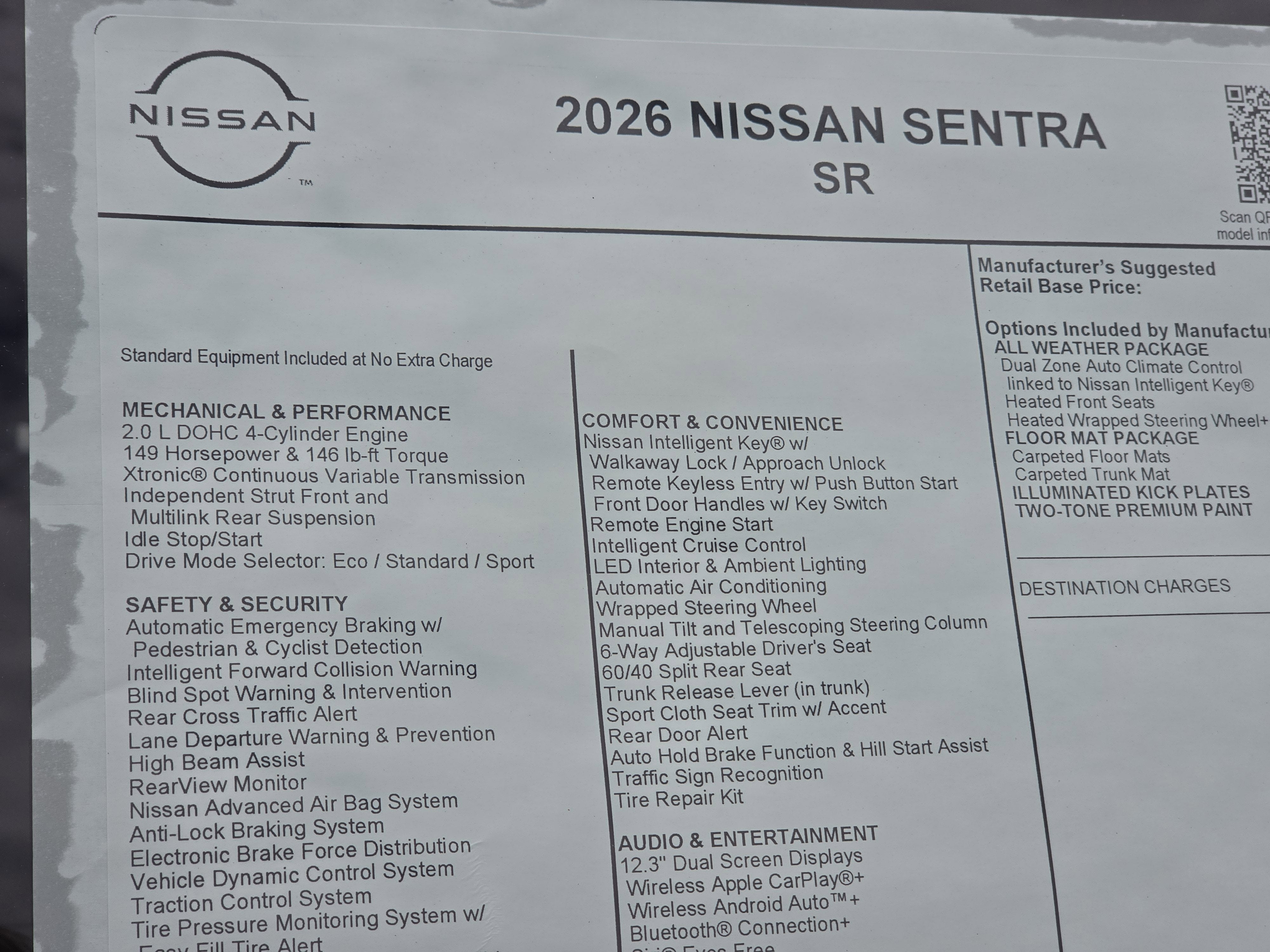 2026 Nissan Sentra SR
