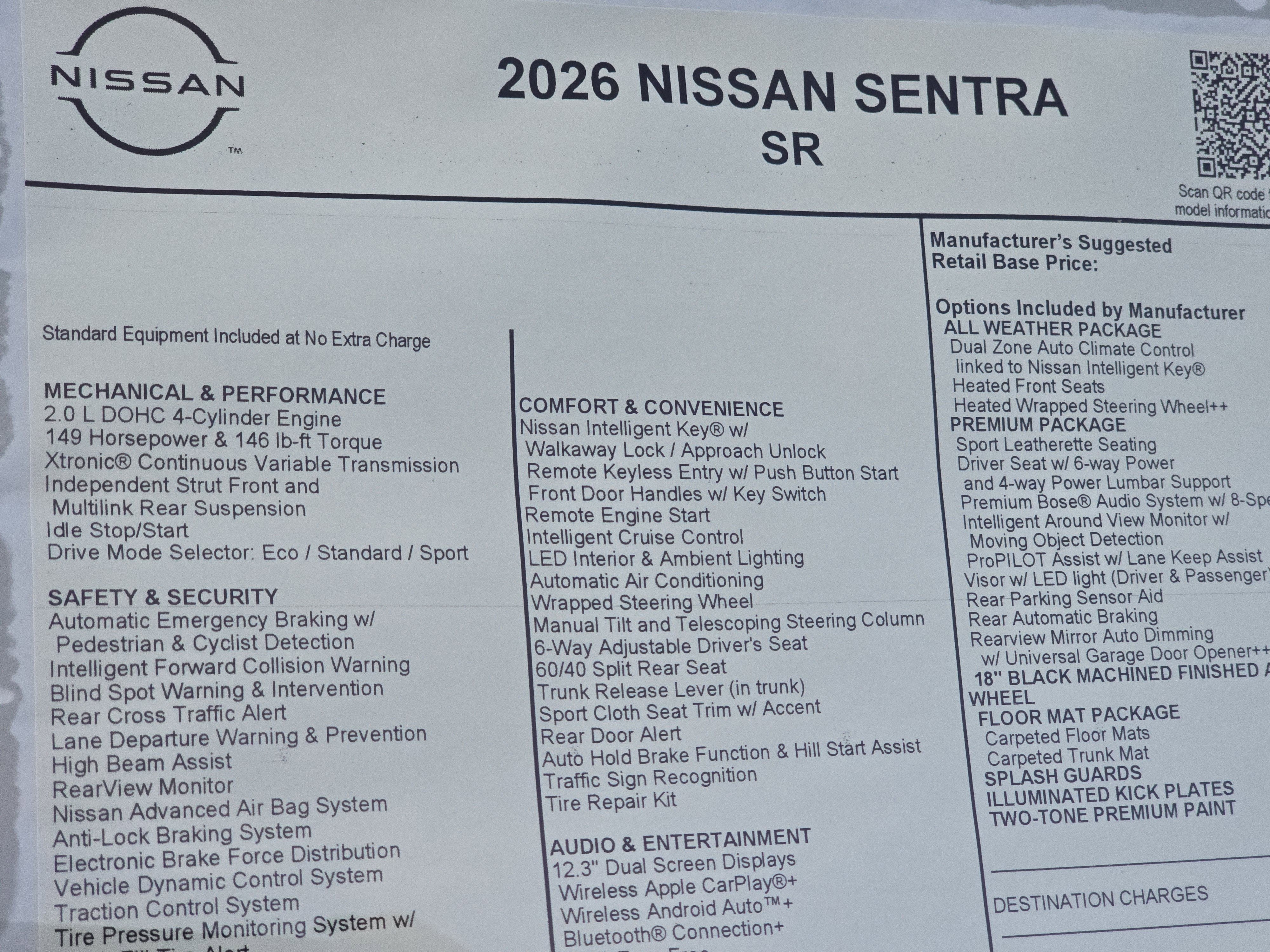 2026 Nissan Sentra SR