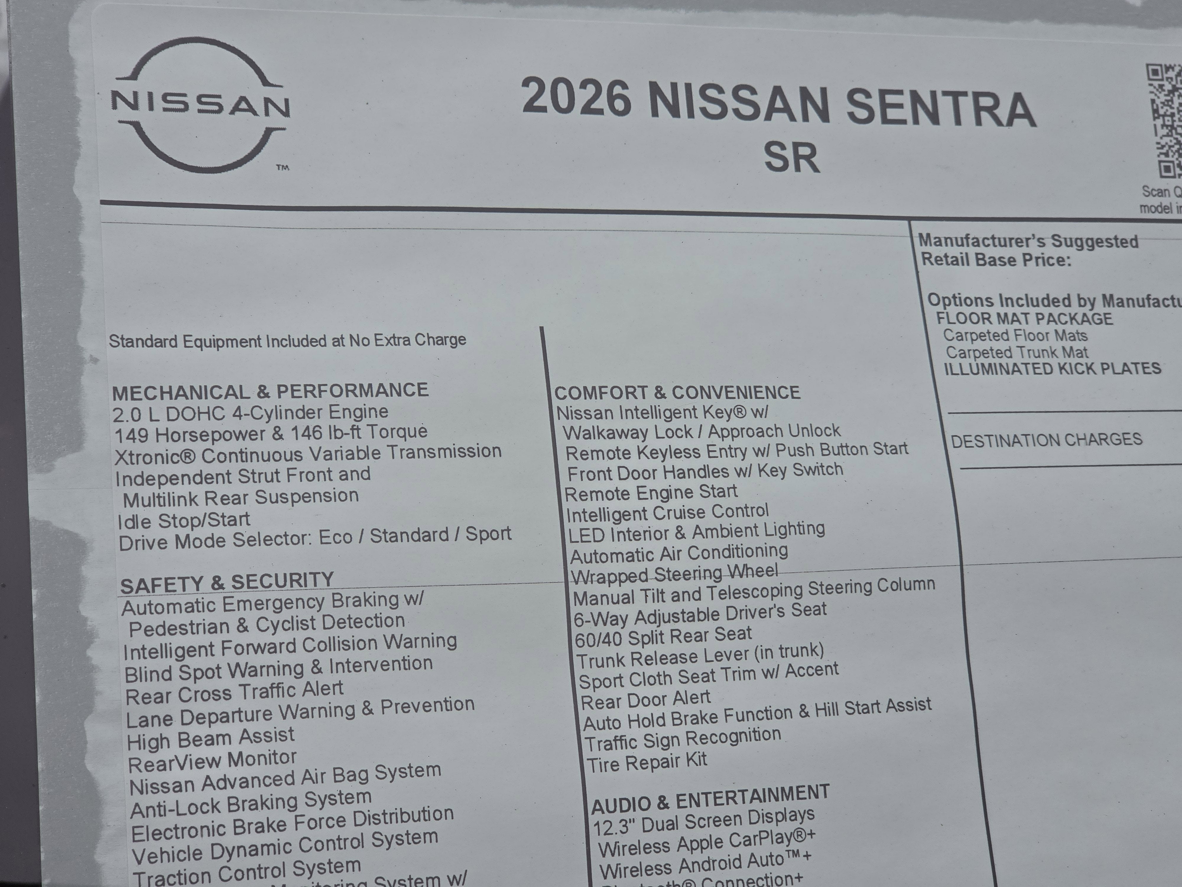 2026 Nissan Sentra SR