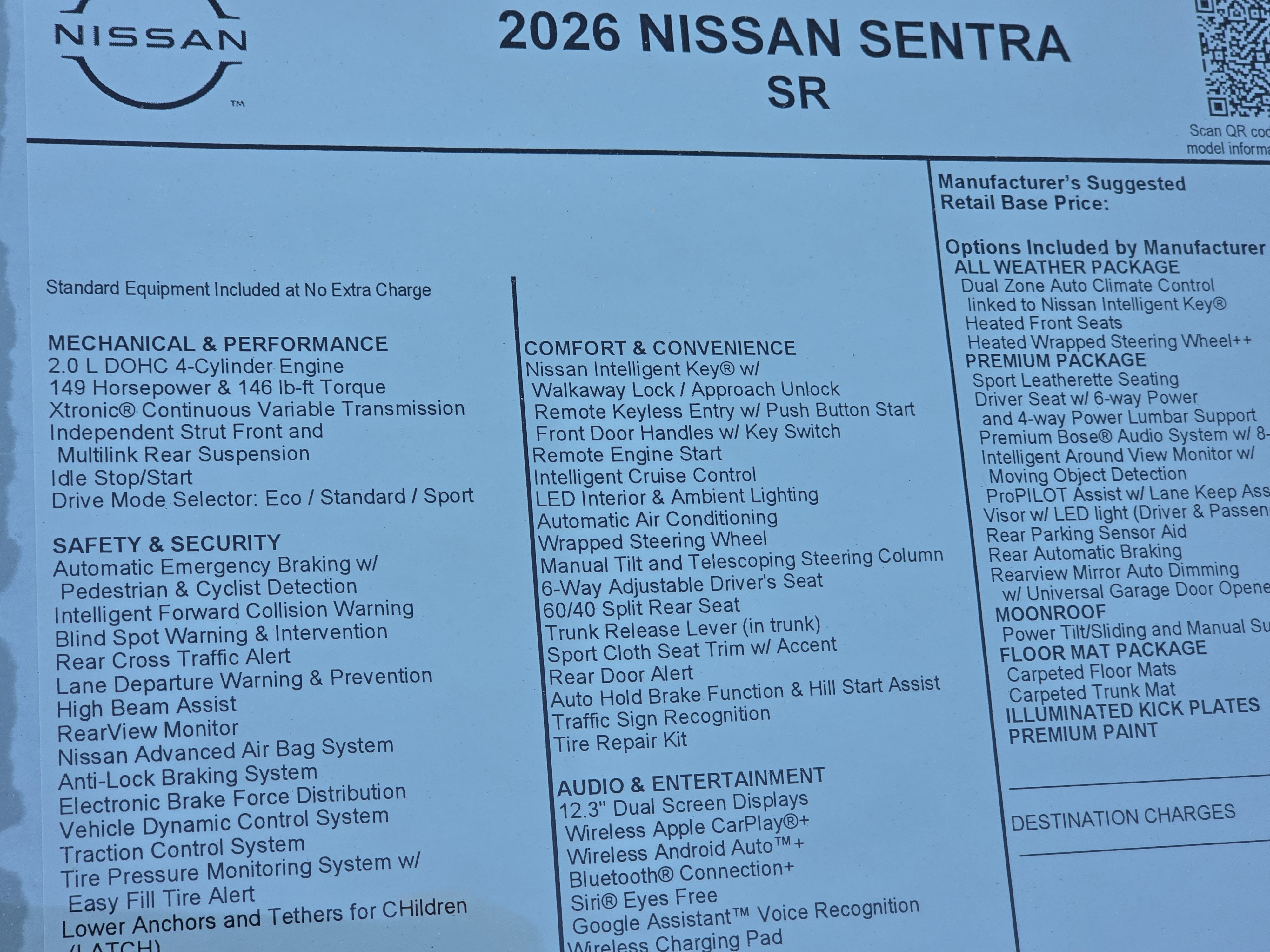 2026 Nissan Sentra SR