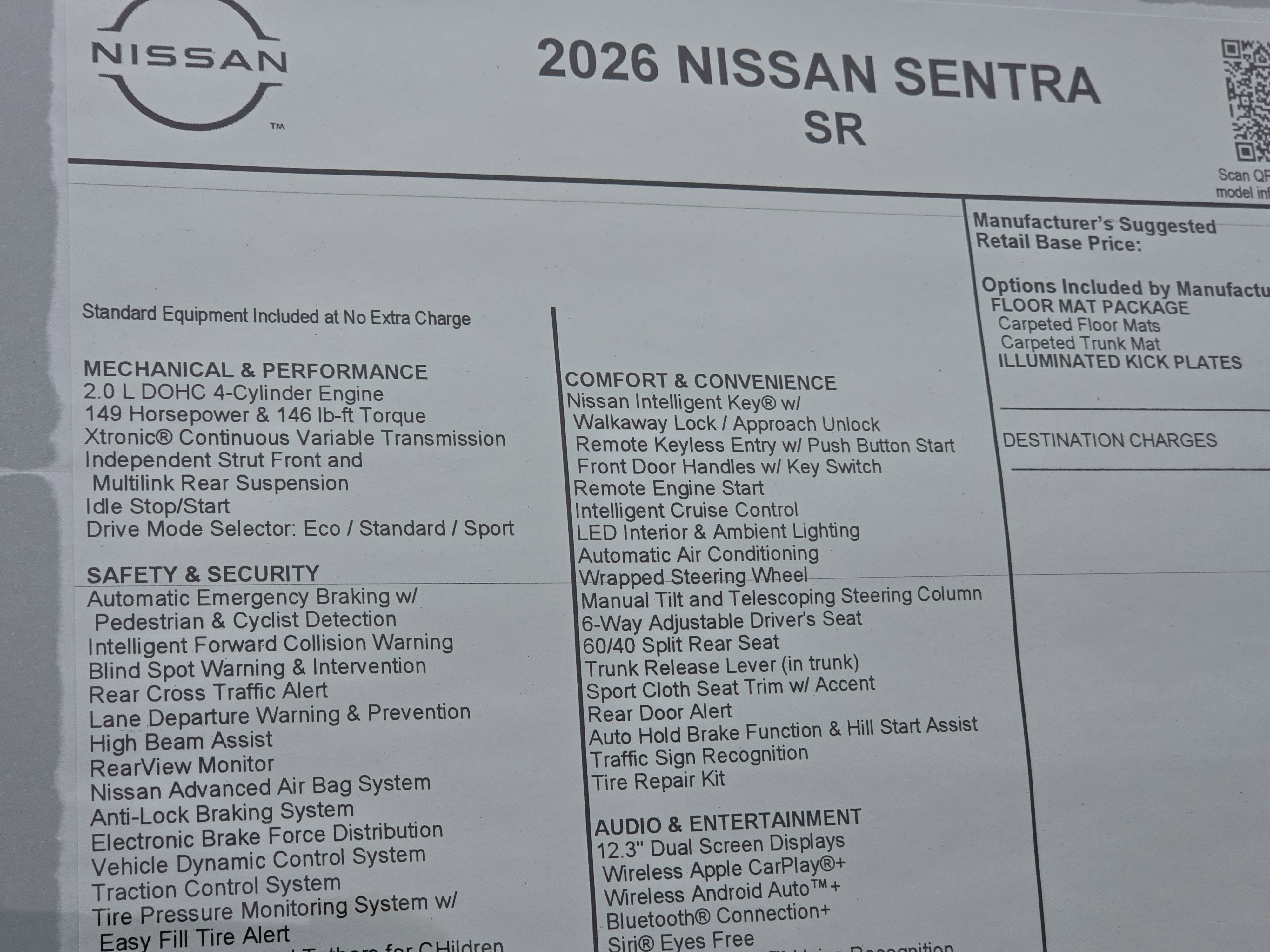 2026 Nissan Sentra SR
