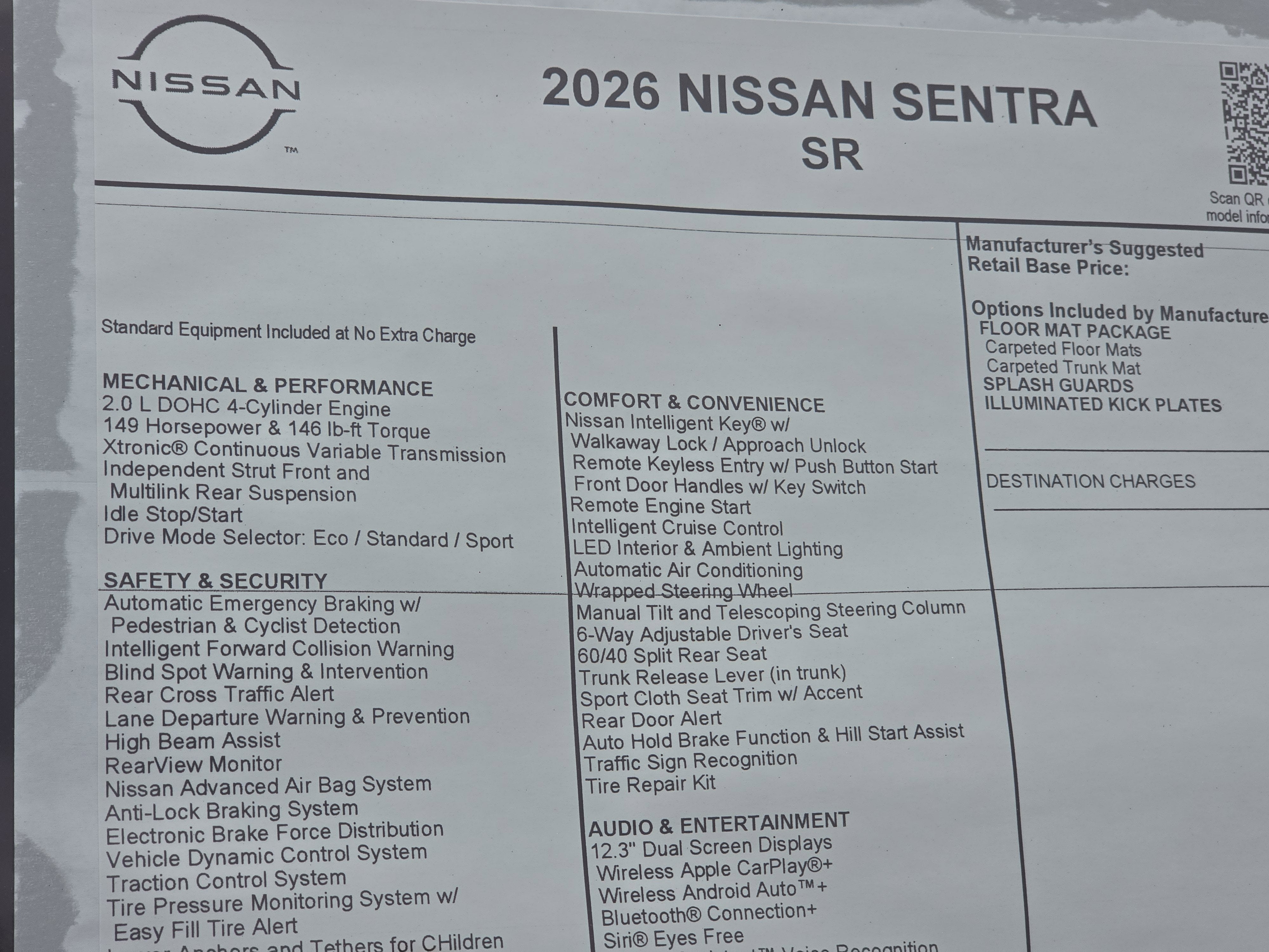 2026 Nissan Sentra SR