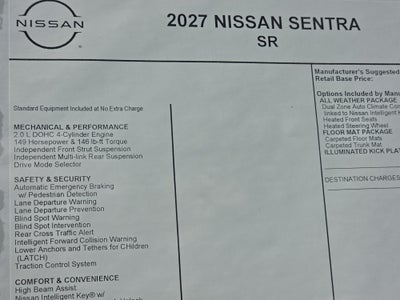 2027 Nissan Sentra SR