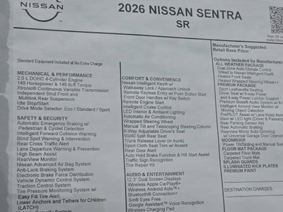 2026 Nissan Sentra SR