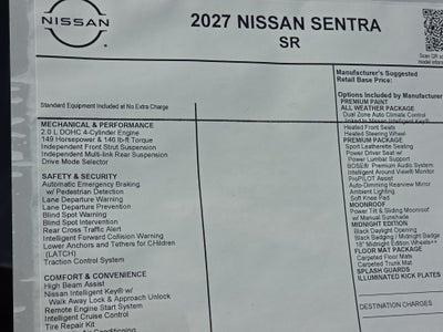 2027 Nissan Sentra SR