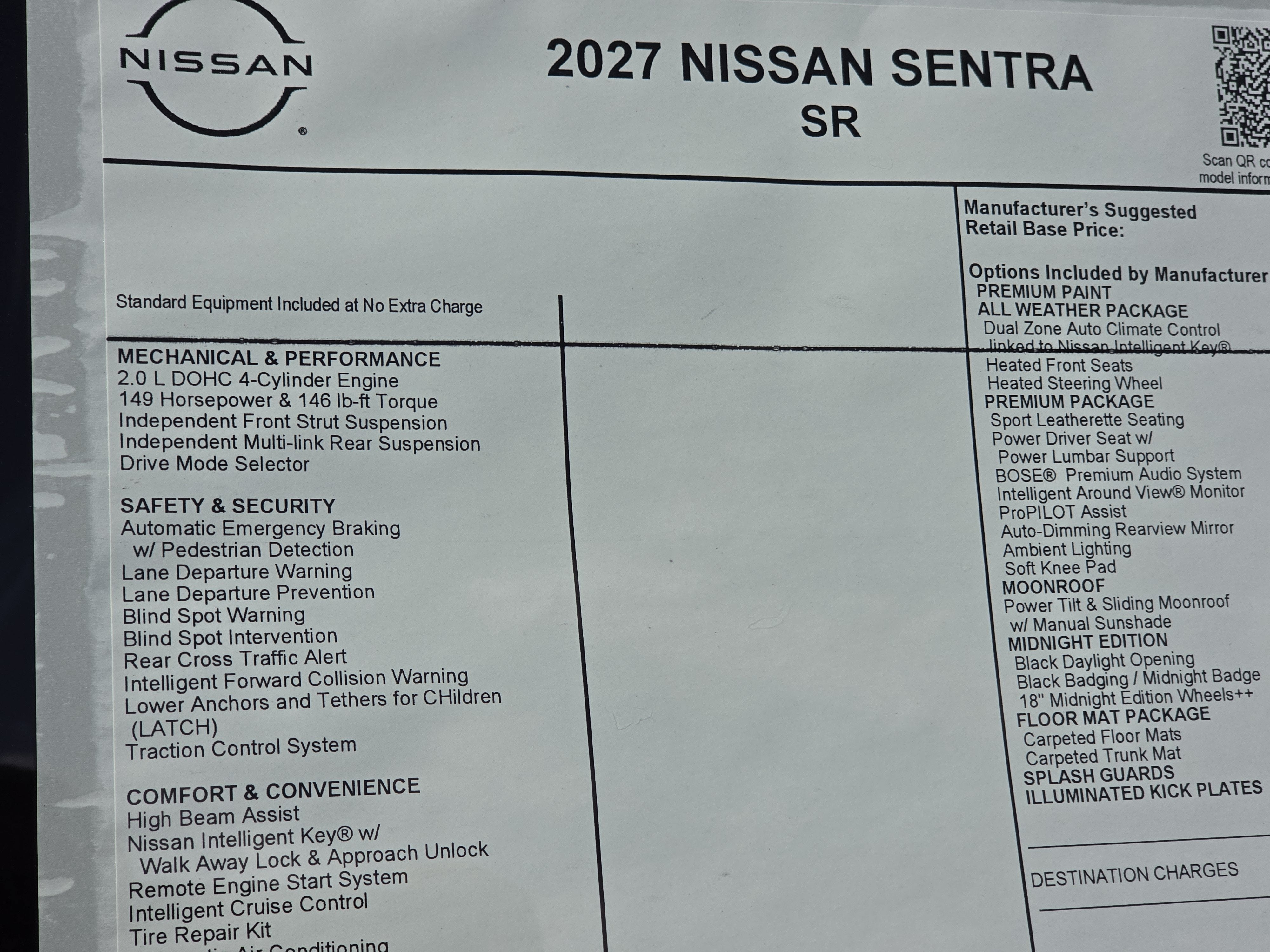 2027 Nissan Sentra SR
