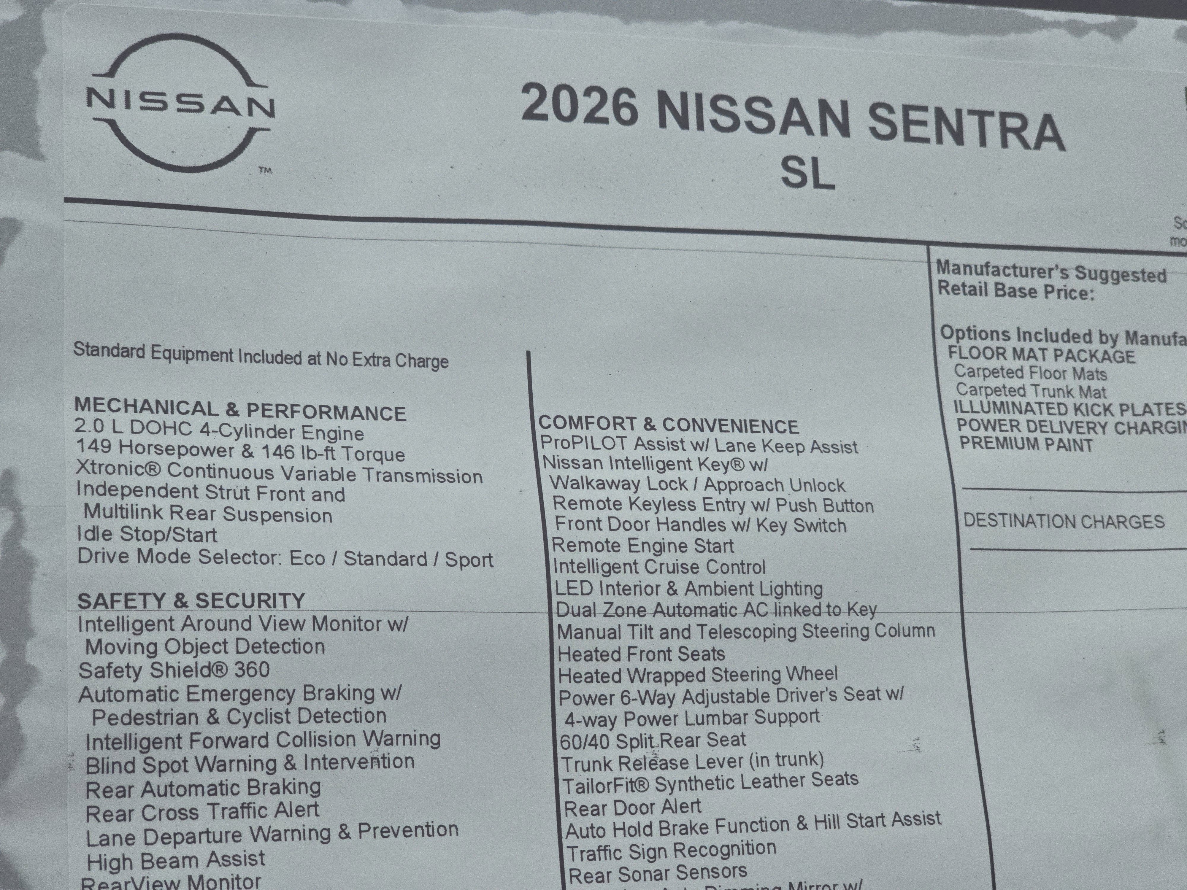 2026 Nissan Sentra SL