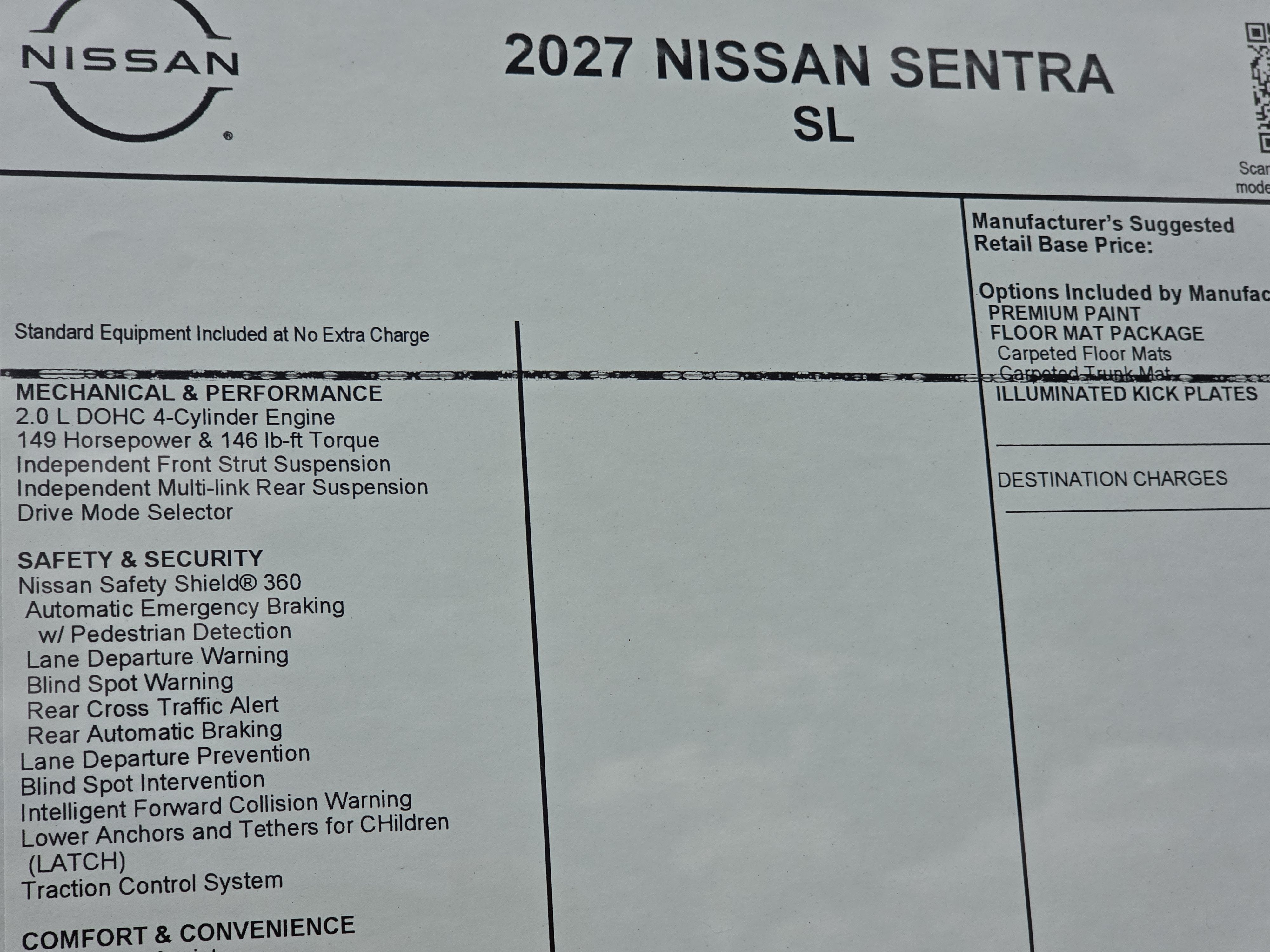 2027 Nissan Sentra SL