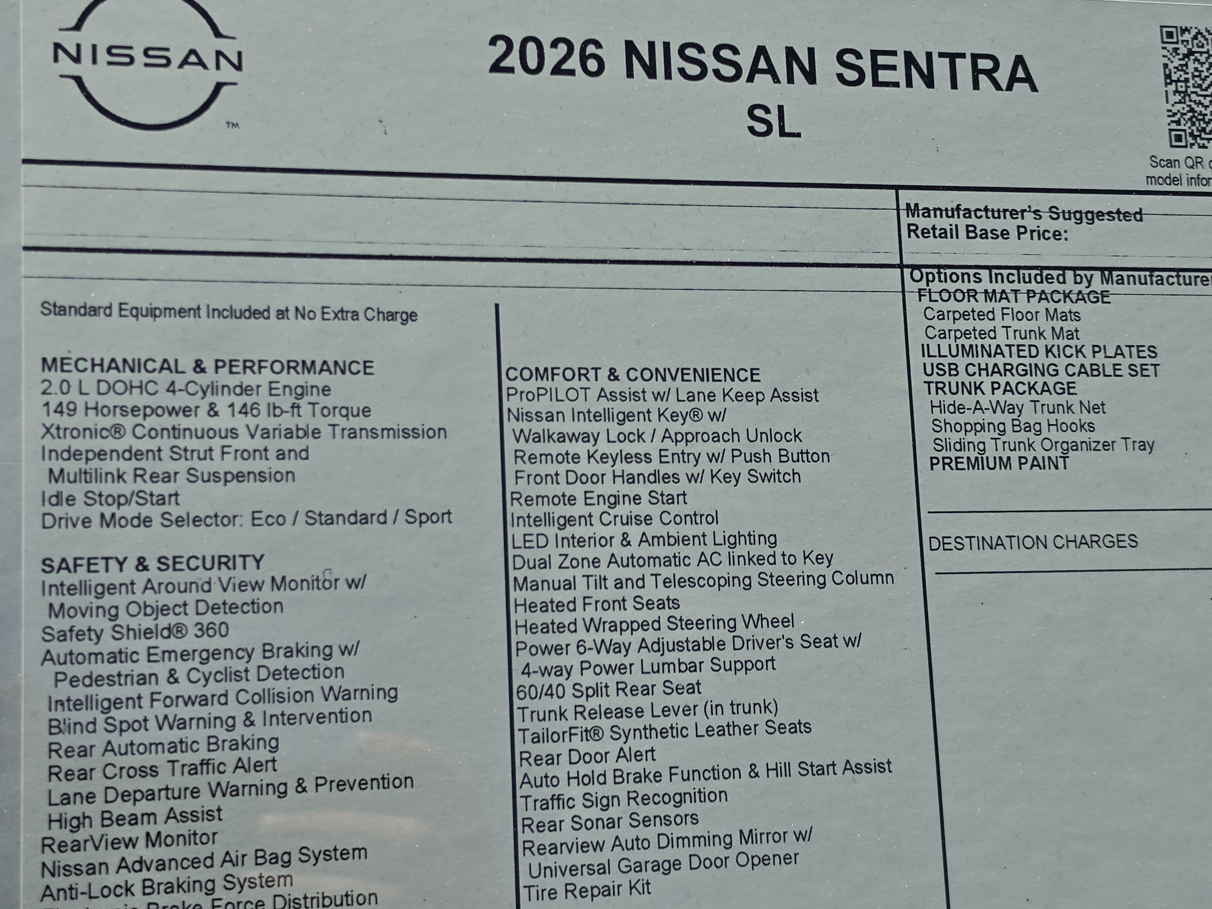 2026 Nissan Sentra SL