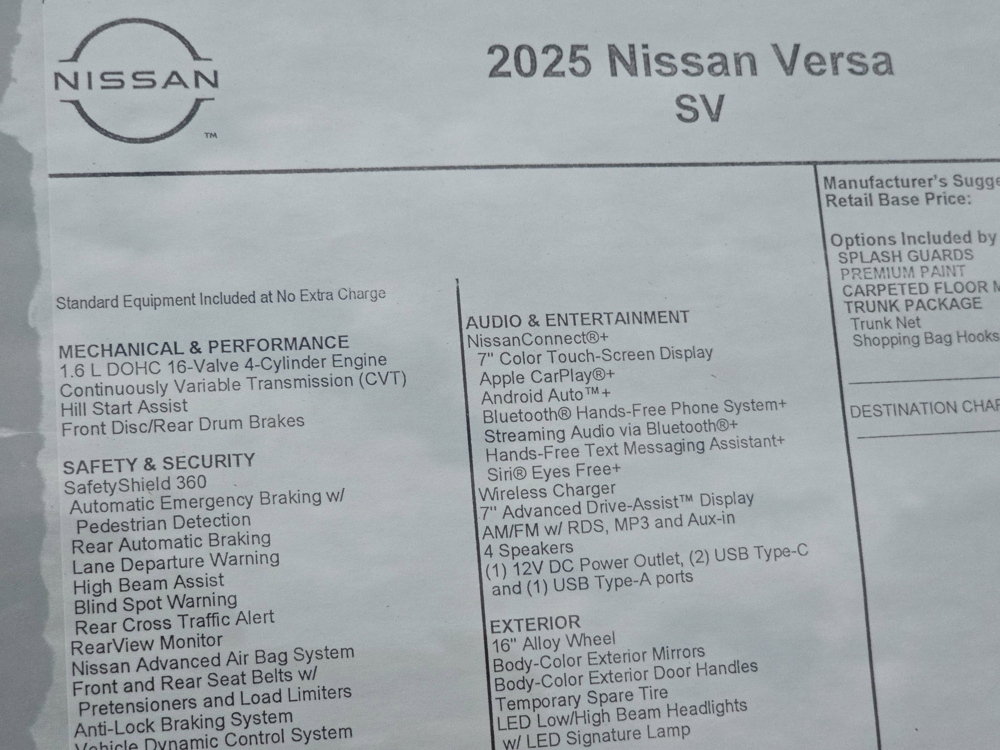 2025 Nissan Versa SV