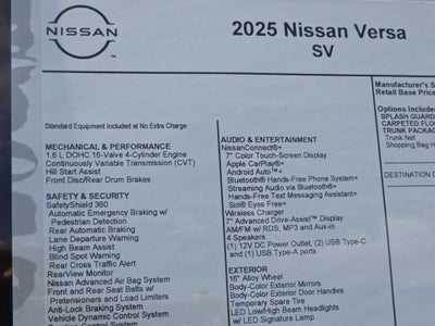 2025 Nissan Versa SV