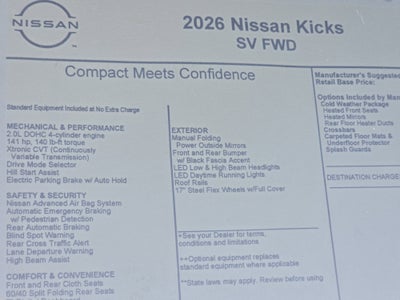 2026 Nissan Kicks SV