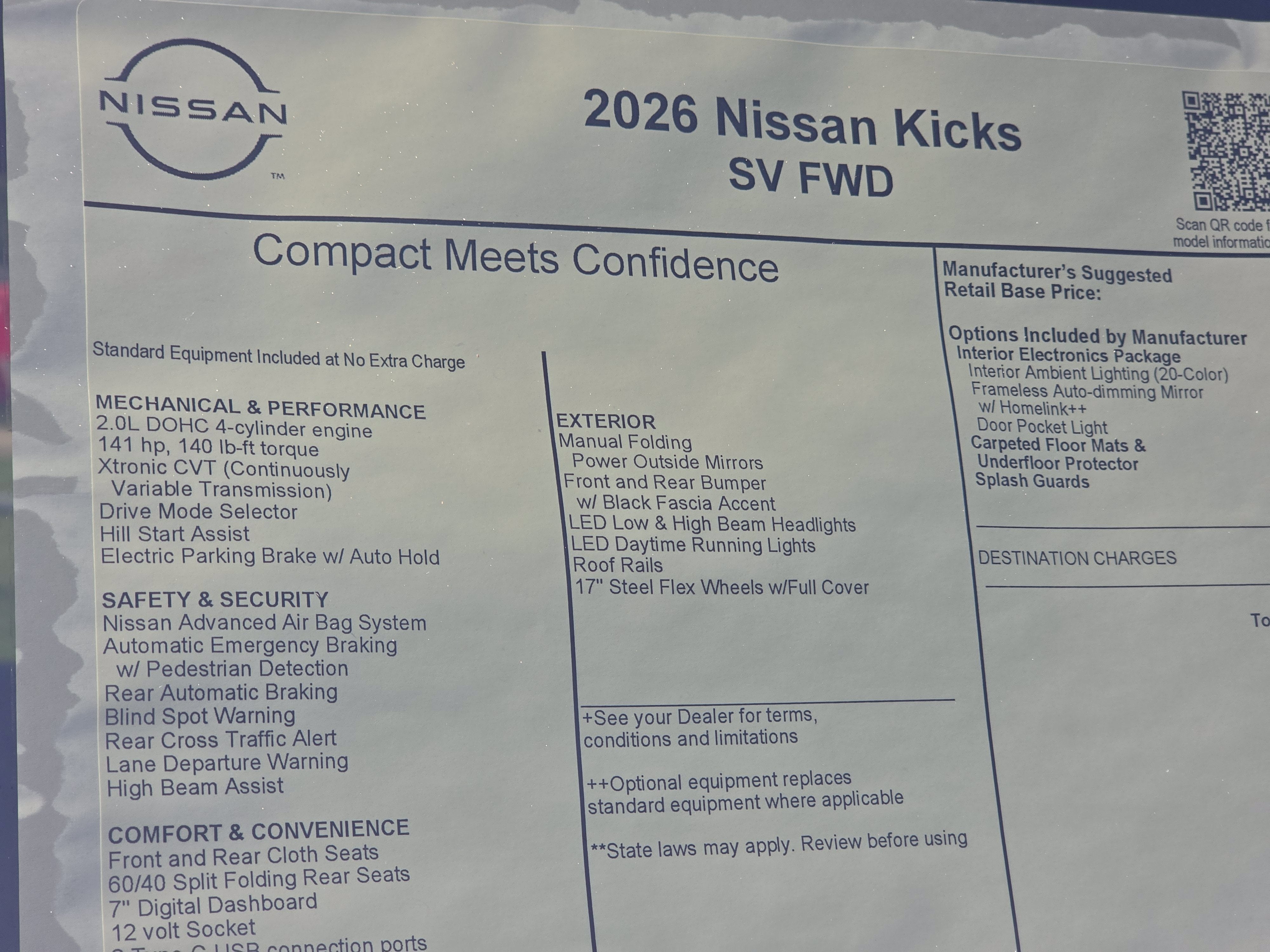 2026 Nissan Kicks SV