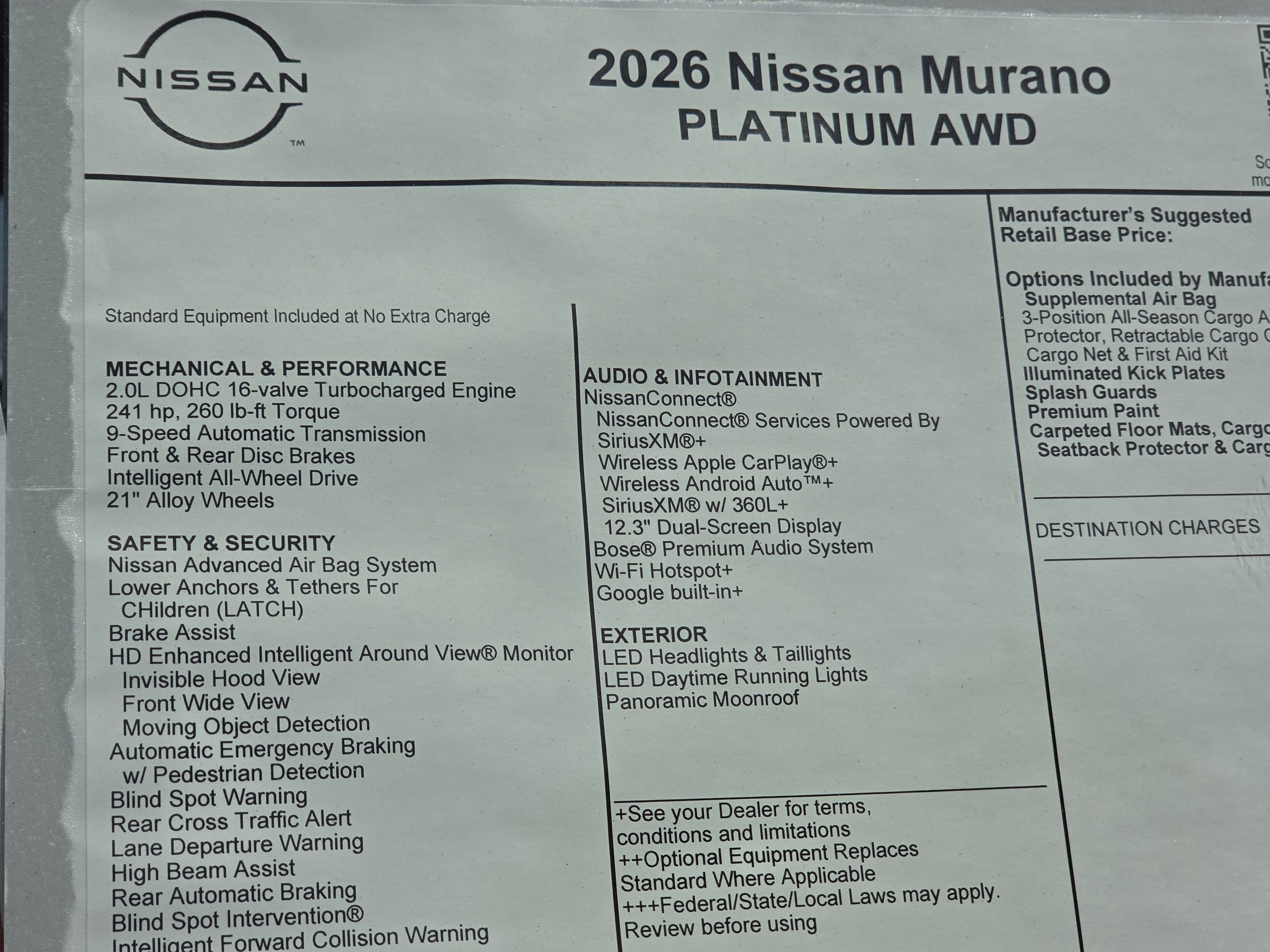 2026 Nissan Murano Platinum